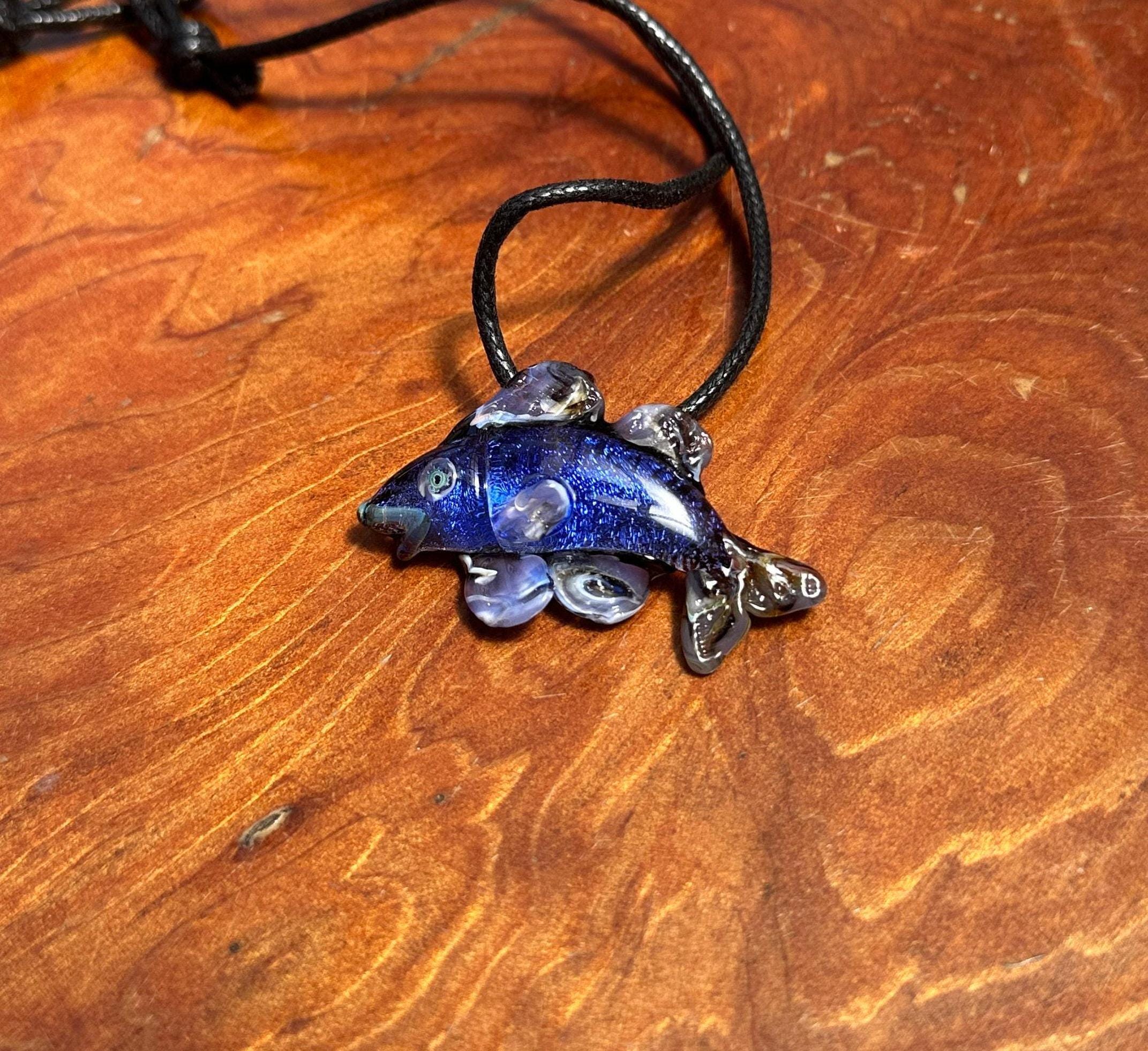 Salmon - Glass Pendant Necklace Craftwork