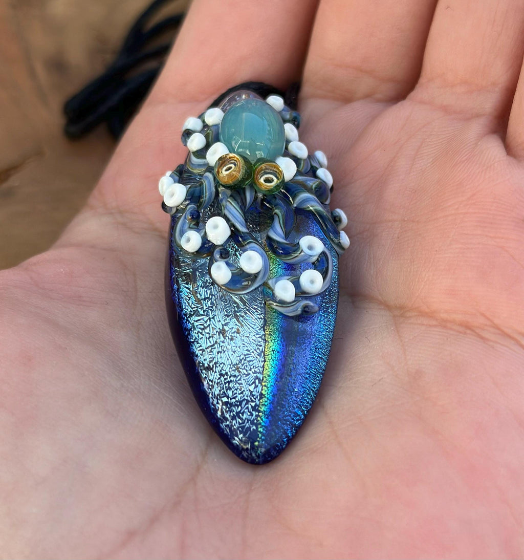 Octopus Necklace - Handmade Blown Glass Octopus Pendant - Unique Sea Creature Jewelry - Ocean-Inspired Necklace - Artisan Glass Art