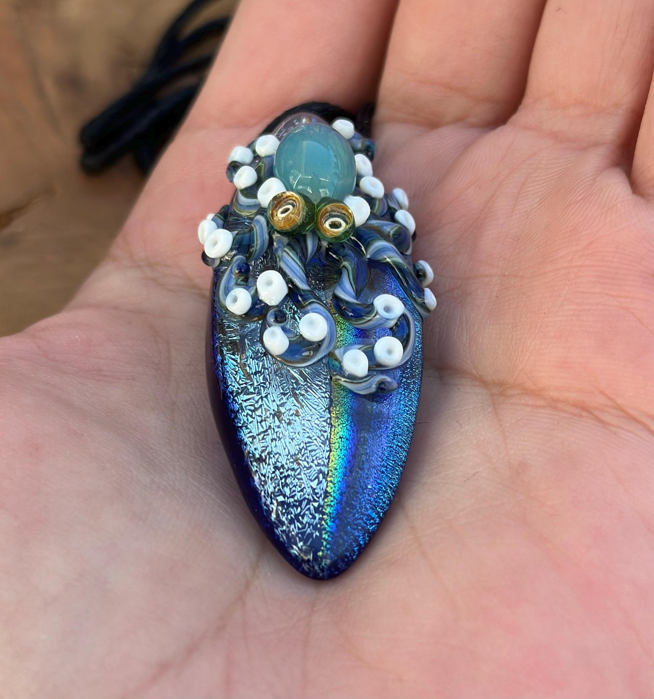 Octopus Necklace - Handmade Blown Glass Octopus Pendant - Unique Sea Creature Jewelry - Ocean-Inspired Necklace - Artisan Glass Art