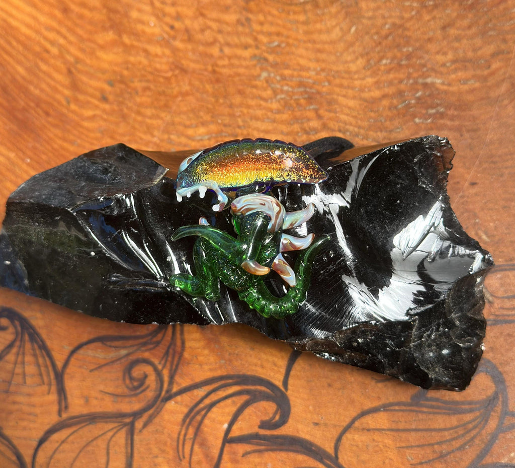 Dichroic Glass Alien Pendant Necklace: Handmade Cosmic Jewelry