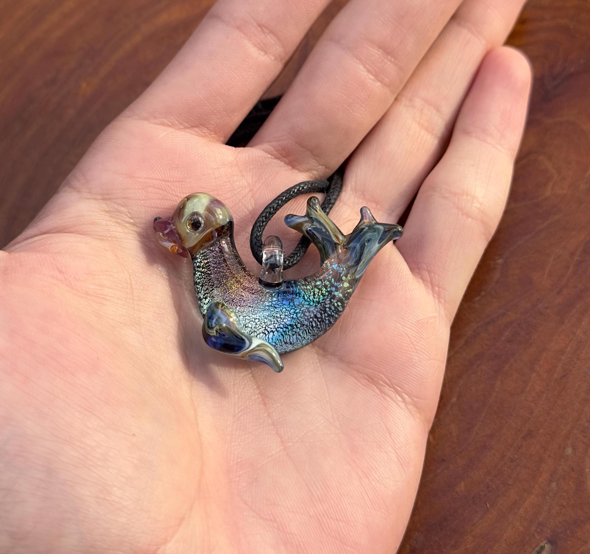 Glass Sea Lion Necklace - Sea Lion Pendant - Ocean Inspired Necklace - Handblown Glass Sea Lion Jewelry - Gift For Her - Statement Necklace