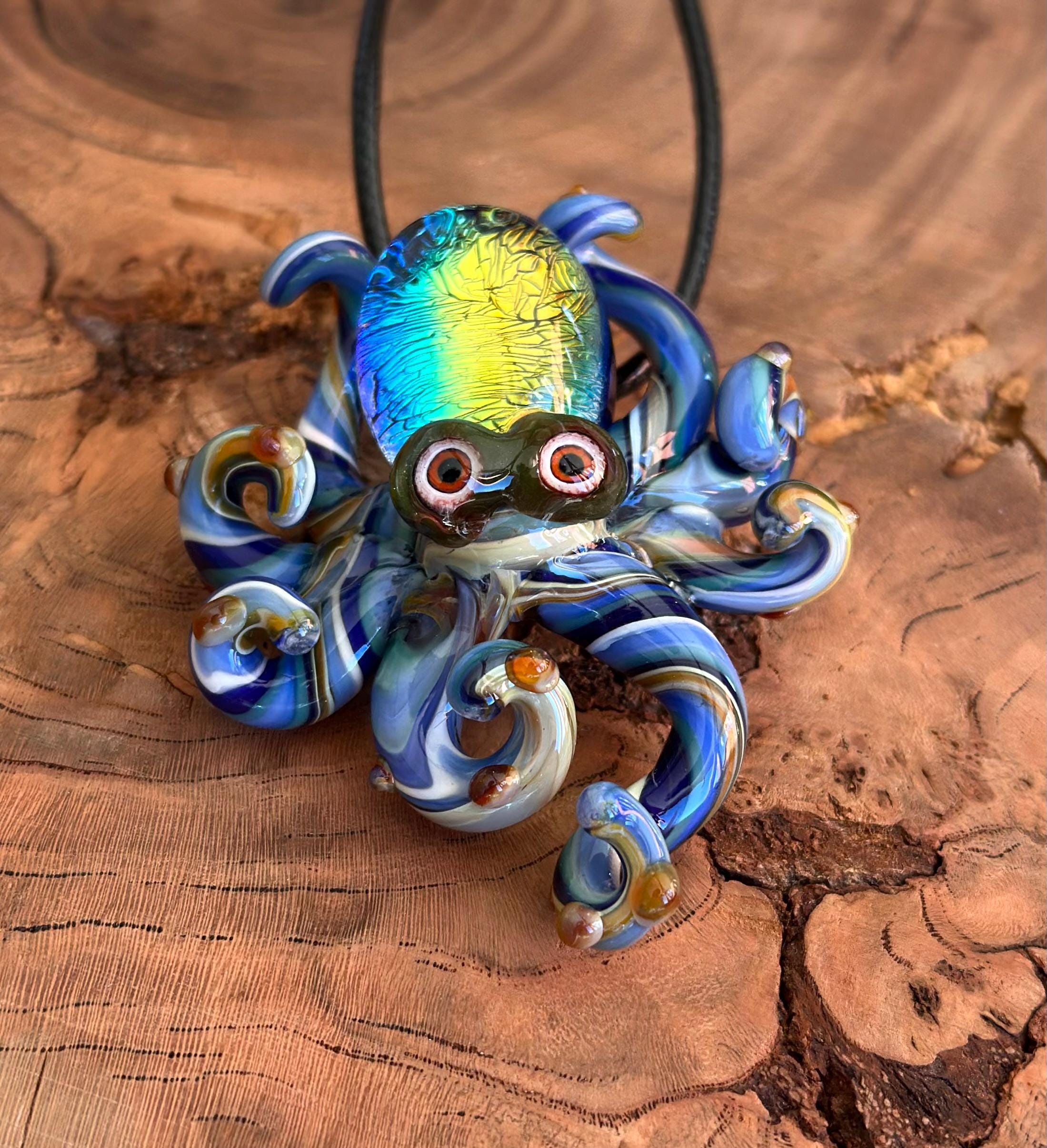 Octopus Necklace - Handmade Blown Glass Octopus Pendant - Unique Sea Creature Jewelry - Ocean-Inspired Necklace - Artisan Glass Art