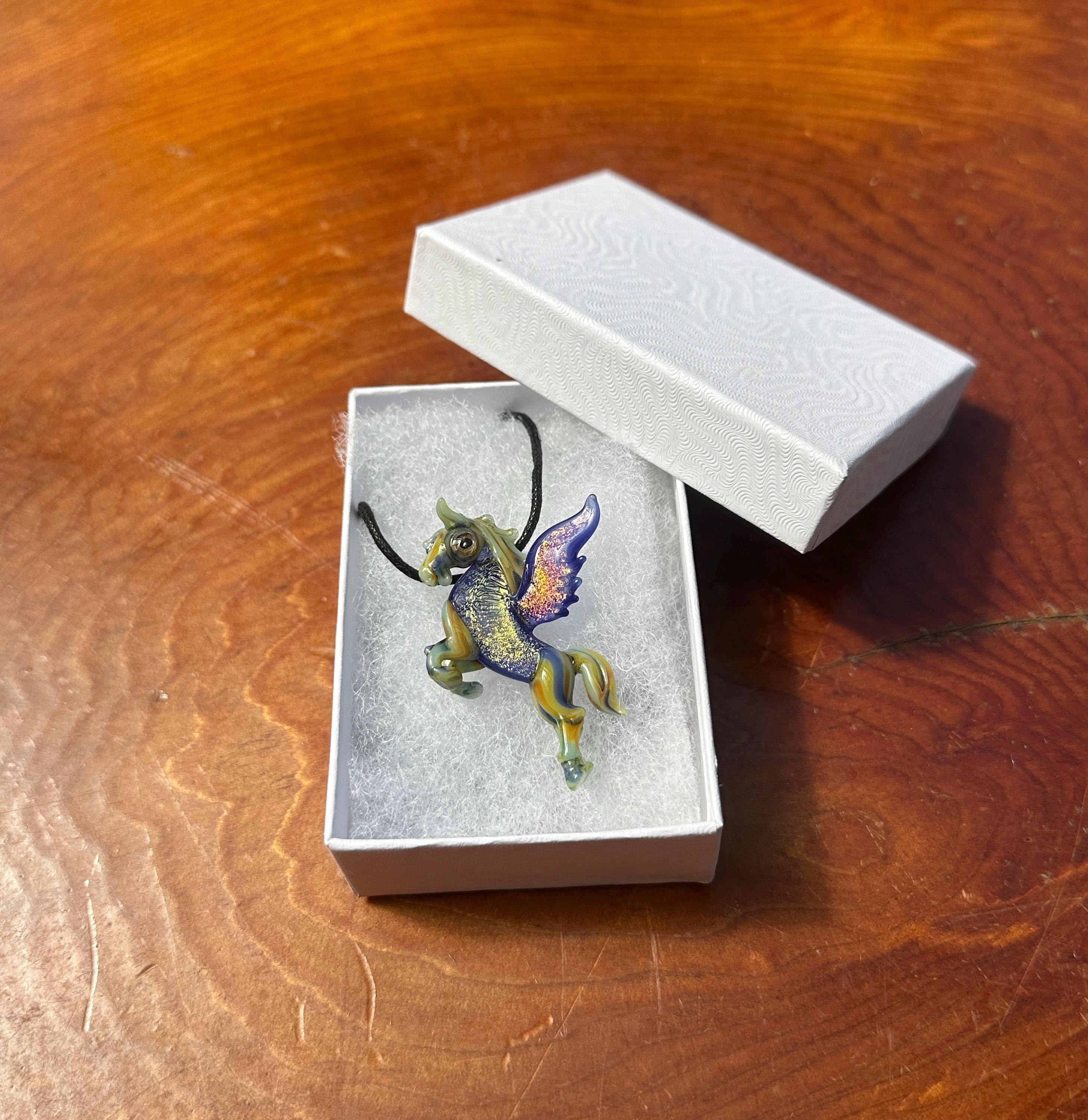 Glass Unicorn Necklace - Unicorn Pendant - Birthday Gift For Her - Anniversary Gift - Handblown Unicorn Glass Jewelry - Torchwork
