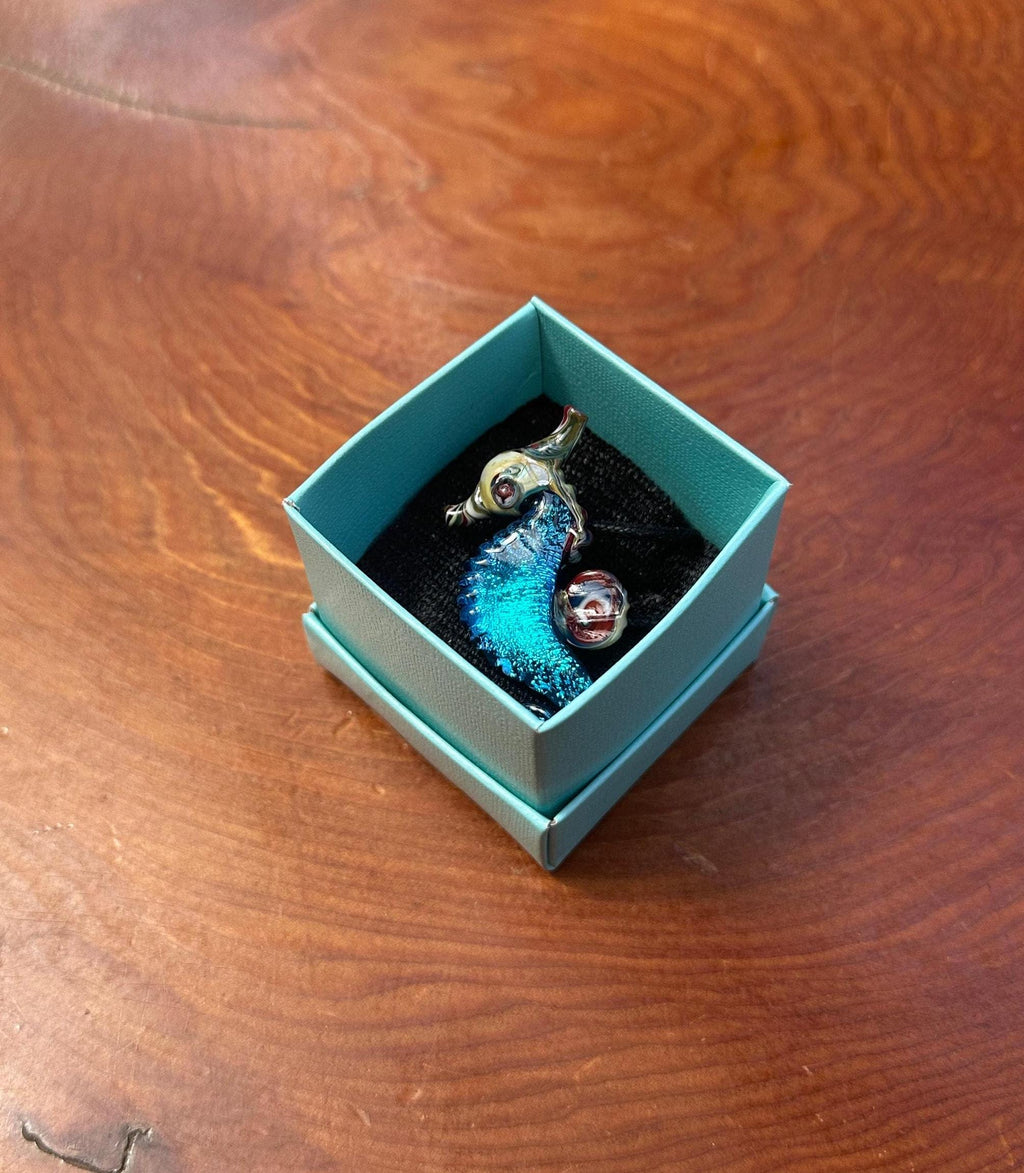 Seahorse Necklace - Ocean-Inspired Blown Glass Jewelry - Handmade Sea Creature Pendant - Dichroic Statement Necklace - Beach Lover Gift