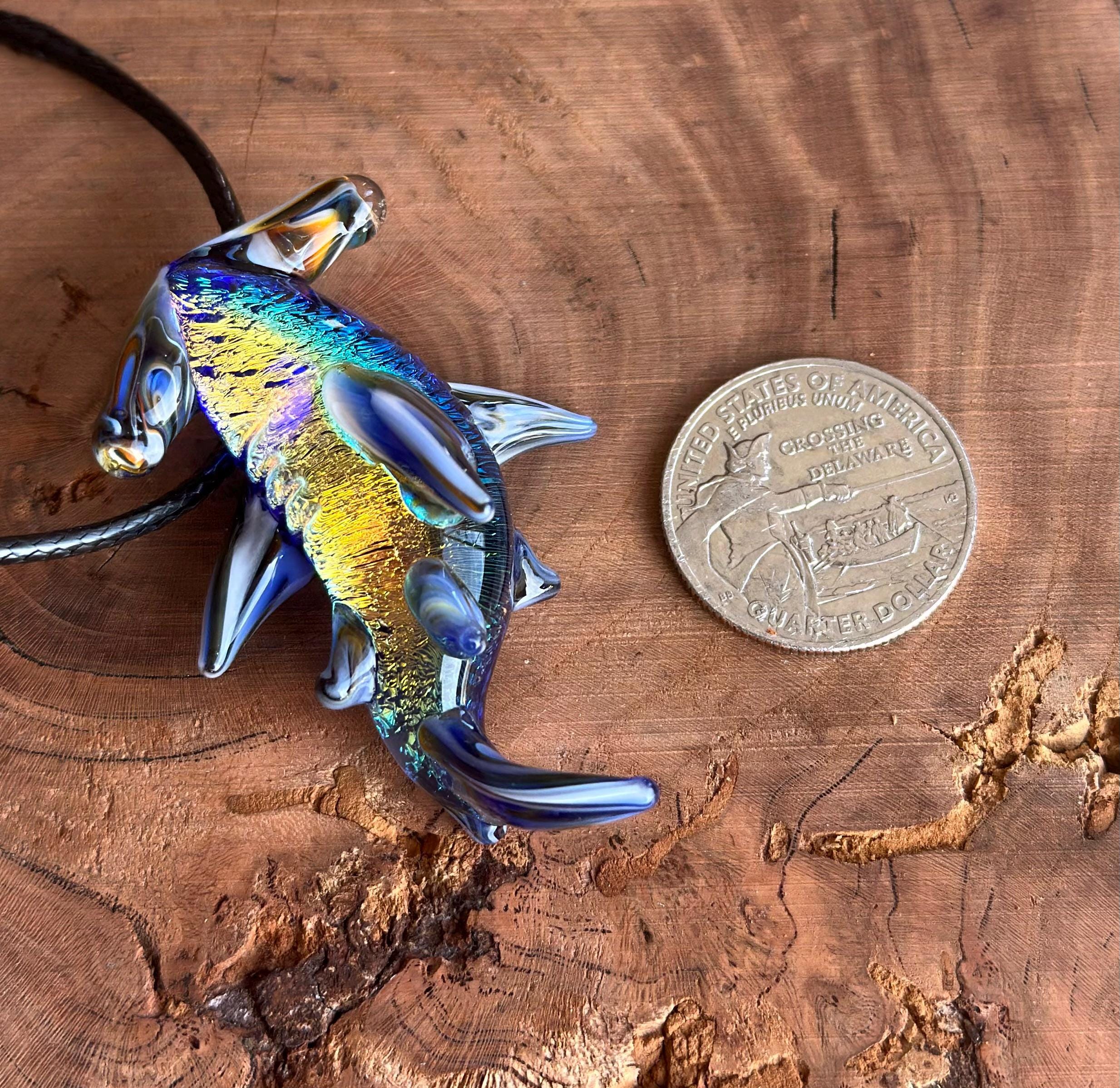 Hammerhead Shark Necklace - Blown Glass - Sea Glass Jewelry Statement Necklace - Ocean Necklace - Handmade Glass Sea Creature Necklace