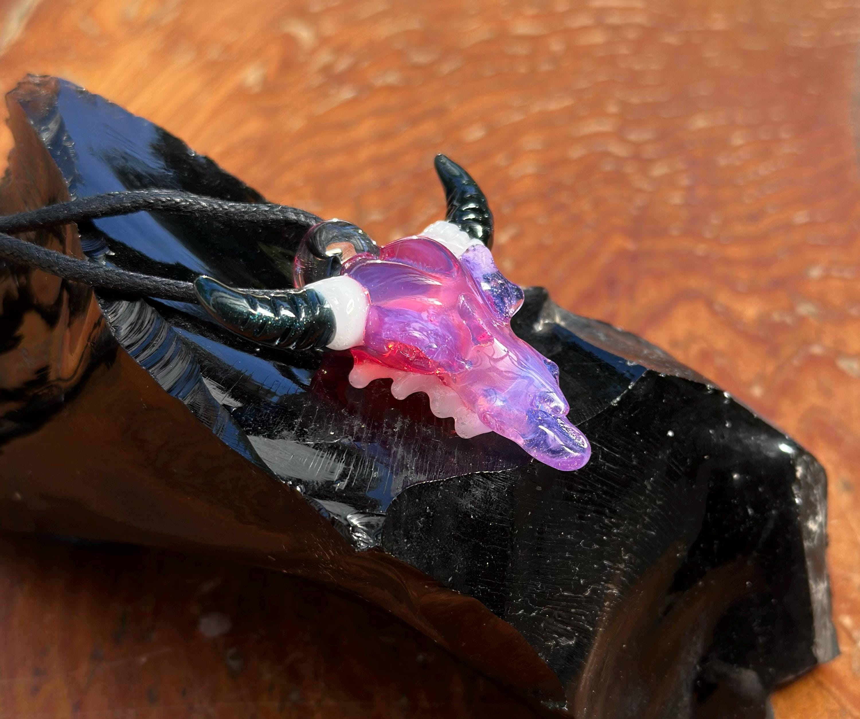 Bull Skull - Glass Pendant Necklace Handmade - Bull Skull Pendant - Glass Jewelry - Glass Bull Skull - Western Jewelry - Boho Glass Jewelry