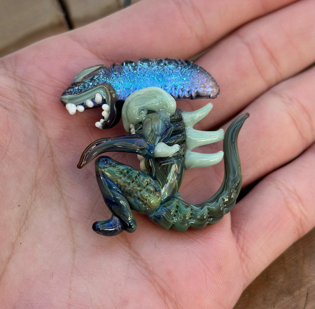 Dichroic Glass Alien Pendant Necklace - Unique Handmade Cosmic Jewelry - Sci-Fi - Outer Space - UFO Gift Idea, Color-Changing Pendant