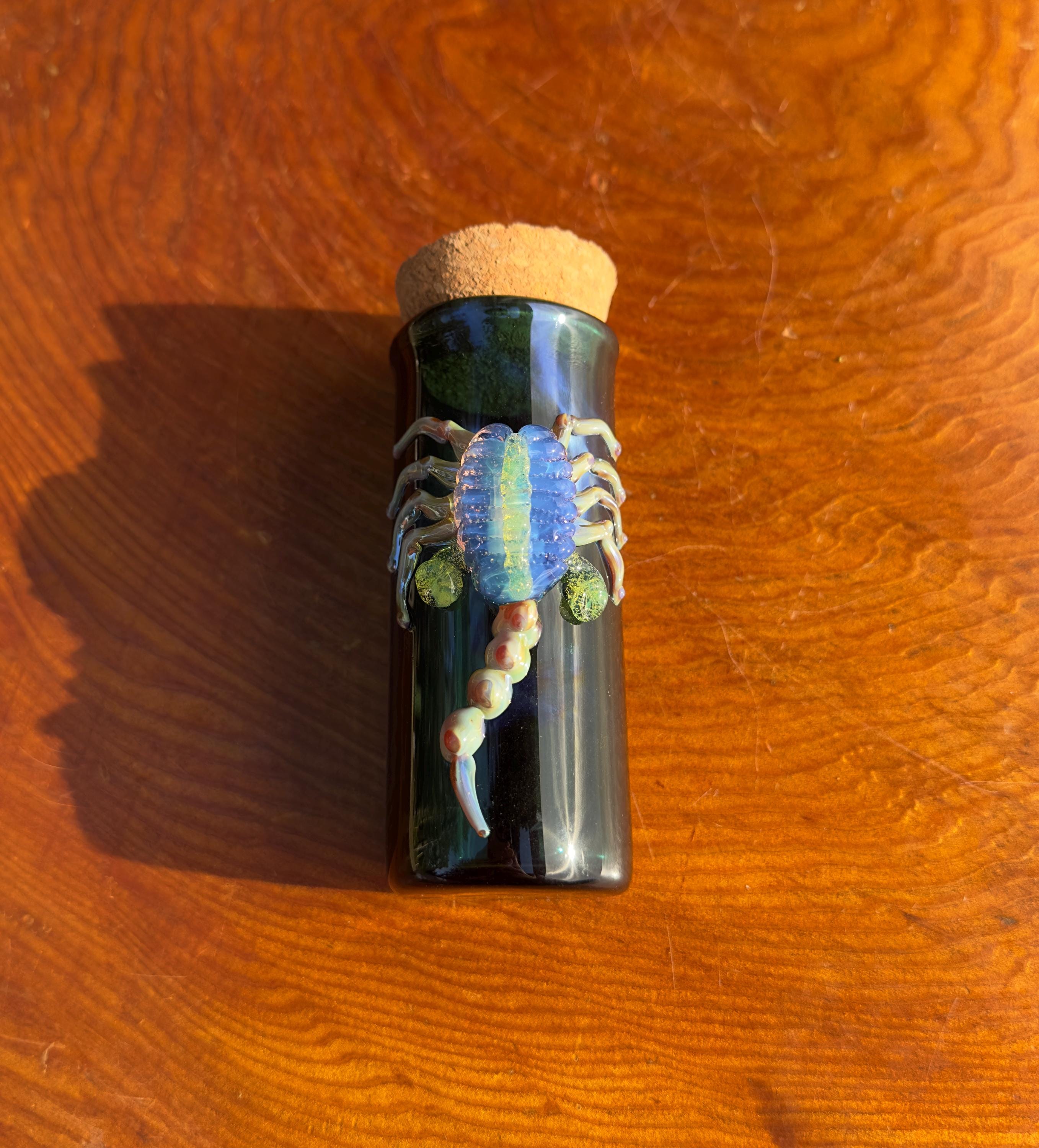 Handmade Emerald Green Glass Jar: Alien Facehugger Decor