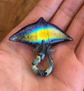 Handmade Dichroic Blown Glass Stingray Pendant Necklace