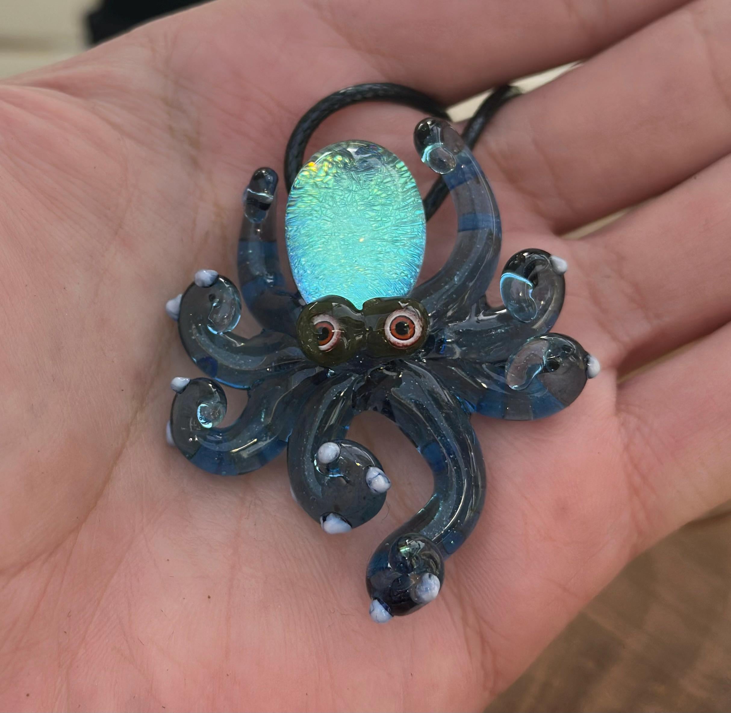 Octopus Necklace - Handmade Blown Glass Octopus Pendant - Unique Sea Creature Jewelry - Ocean-Inspired Necklace - Artisan Glass Art