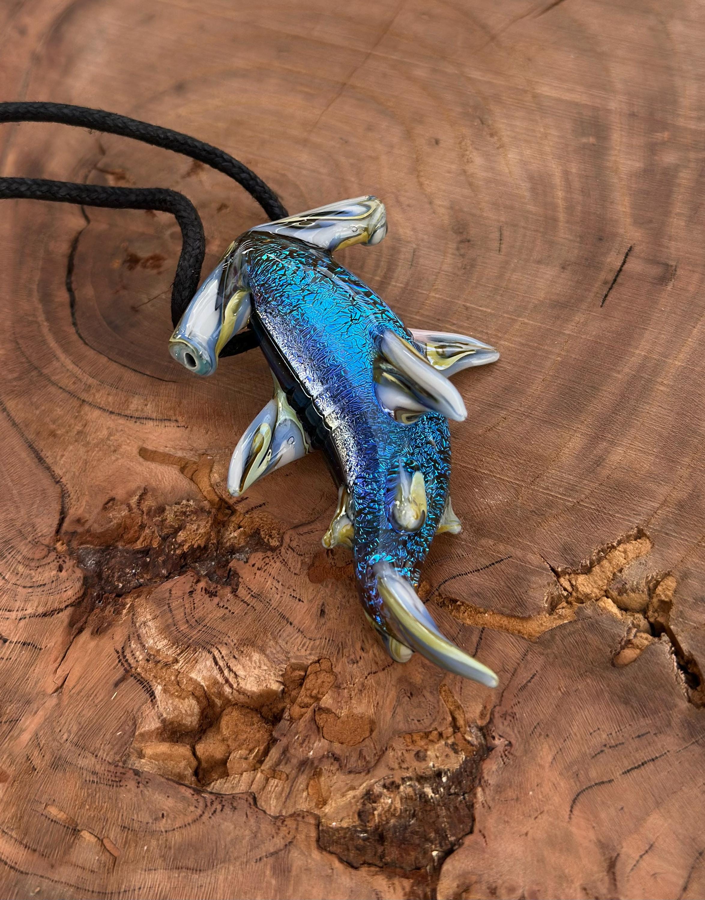 Hammerhead Shark Necklace - Blown Glass - Sea Glass Jewelry Statement Necklace - Ocean Necklace - Handmade Glass Sea Creature Necklace