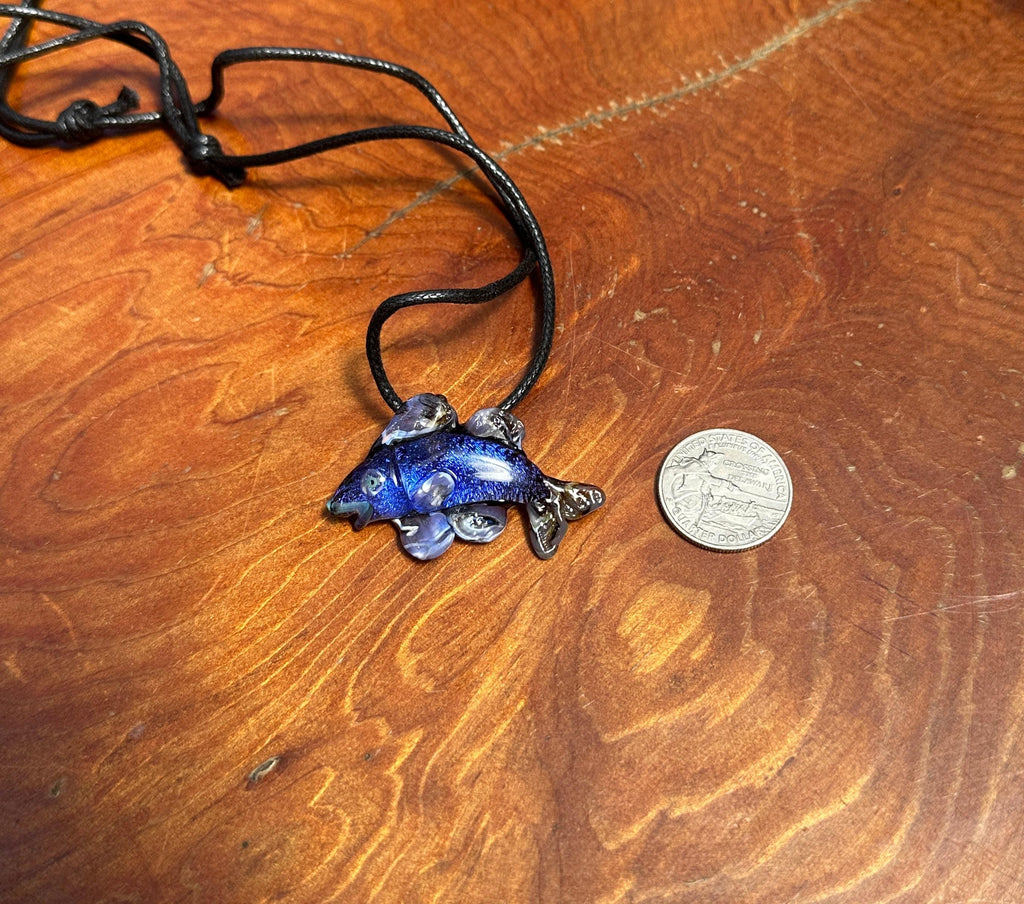 Salmon - Glass Pendant Necklace Craftwork