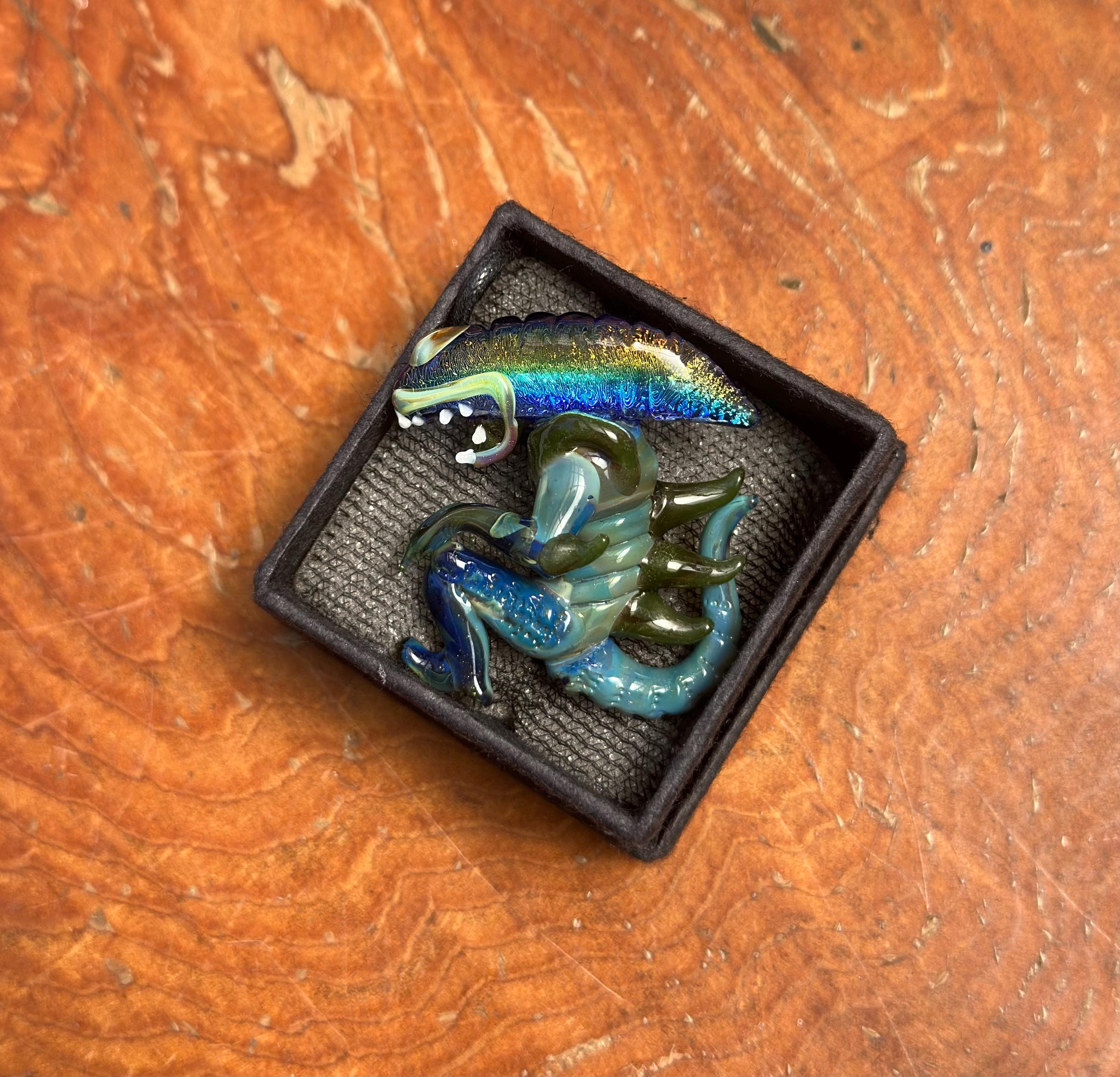 Dichroic Glass Alien Pendant Necklace - Unique Handmade Cosmic Jewelry - Sci-Fi - Outer Space - UFO Gift Idea, Color-Changing Pendant
