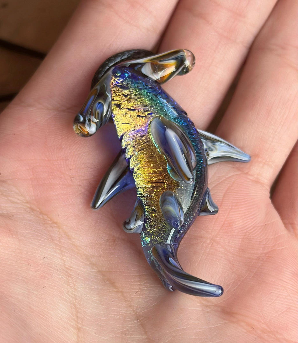 Hammerhead Shark Necklace - Blown Glass - Sea Glass Jewelry Statement Necklace - Ocean Necklace - Handmade Glass Sea Creature Necklace