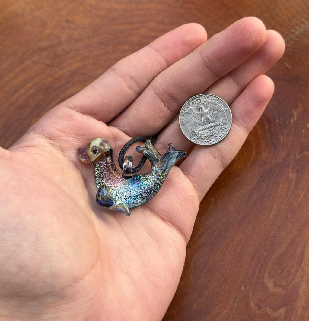 Glass Sea Lion Necklace - Sea Lion Pendant - Ocean Inspired Necklace - Handblown Glass Sea Lion Jewelry - Gift For Her - Statement Necklace