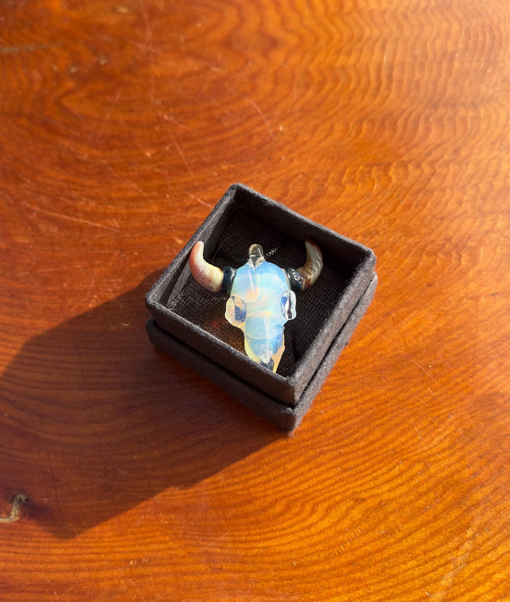 Bull Skull - Glass Pendant Necklace Handmade