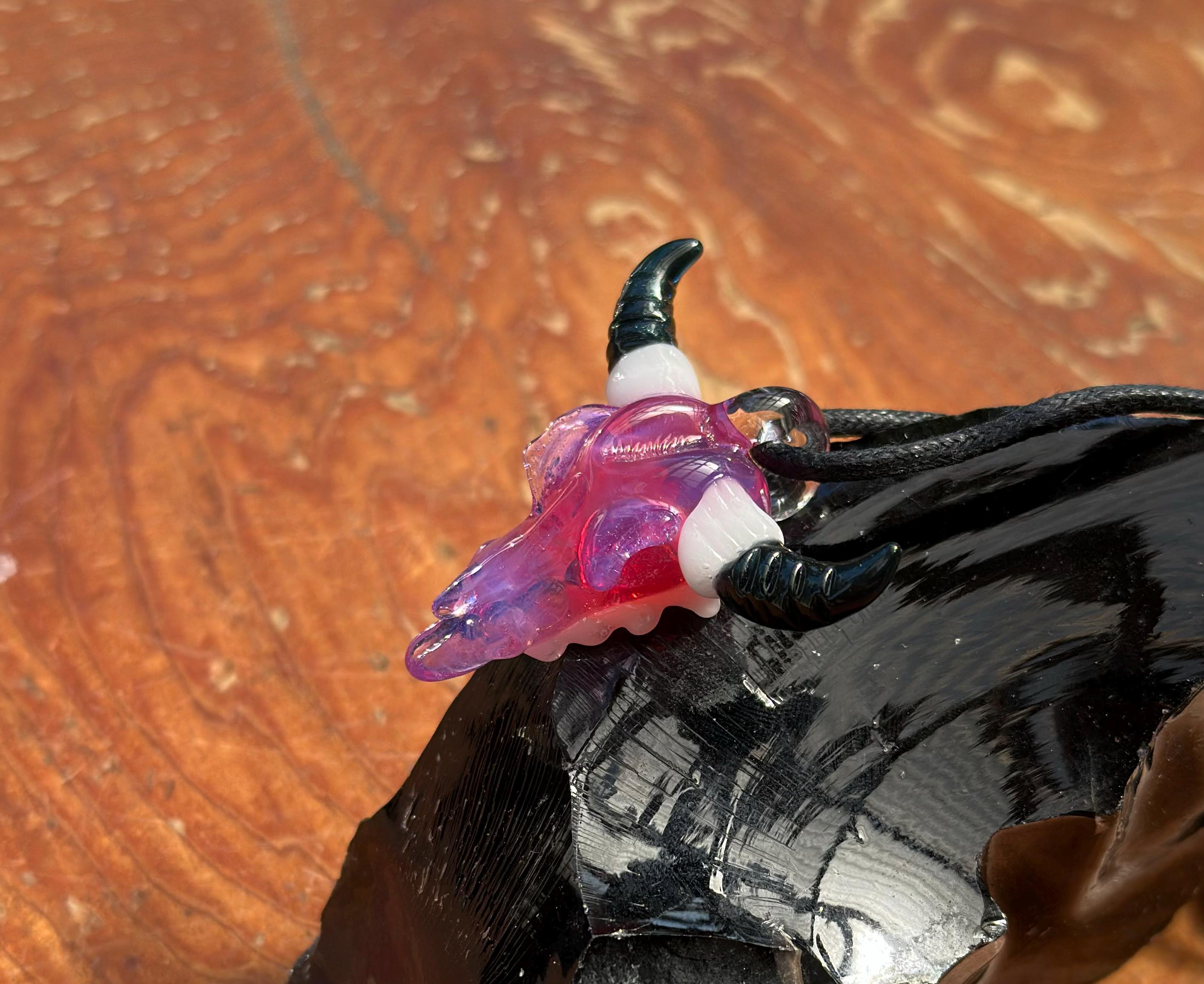 Bull Skull - Glass Pendant Necklace Handmade - Bull Skull Pendant - Glass Jewelry - Glass Bull Skull - Western Jewelry - Boho Glass Jewelry