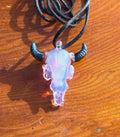 Handmade Bull Skull Glass Pendant Necklace - Western Boho Jewelry for Men and Women