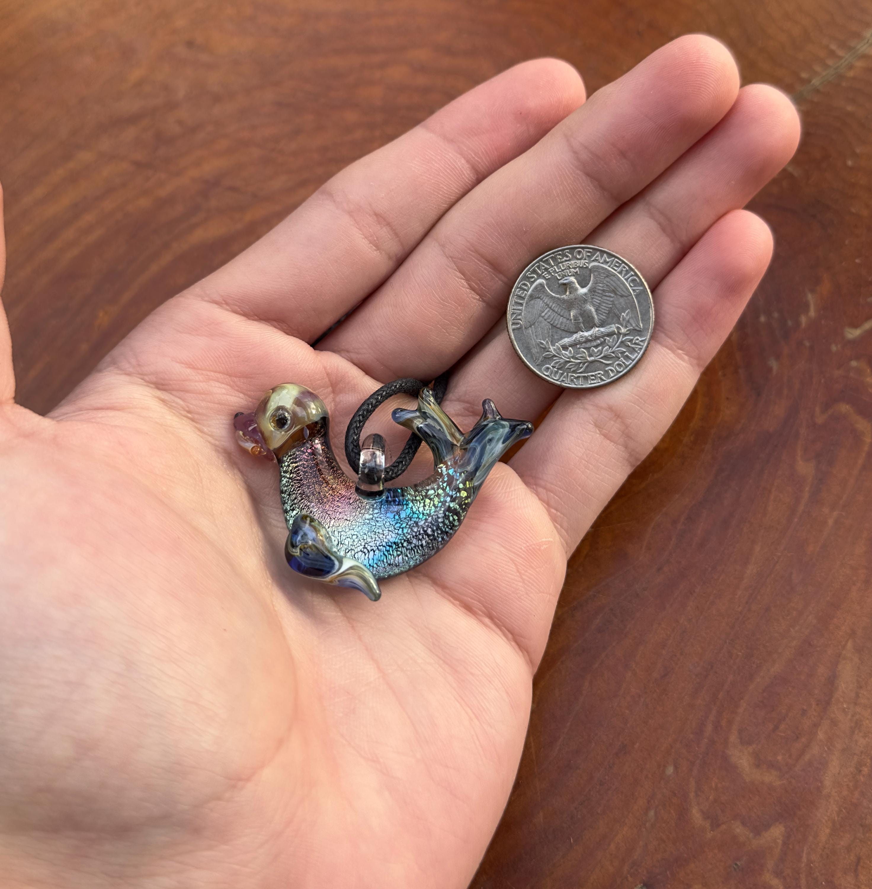 Glass Sea Lion Necklace - Sea Lion Pendant - Ocean Inspired Necklace - Handblown Glass Sea Lion Jewelry - Gift For Her - Statement Necklace