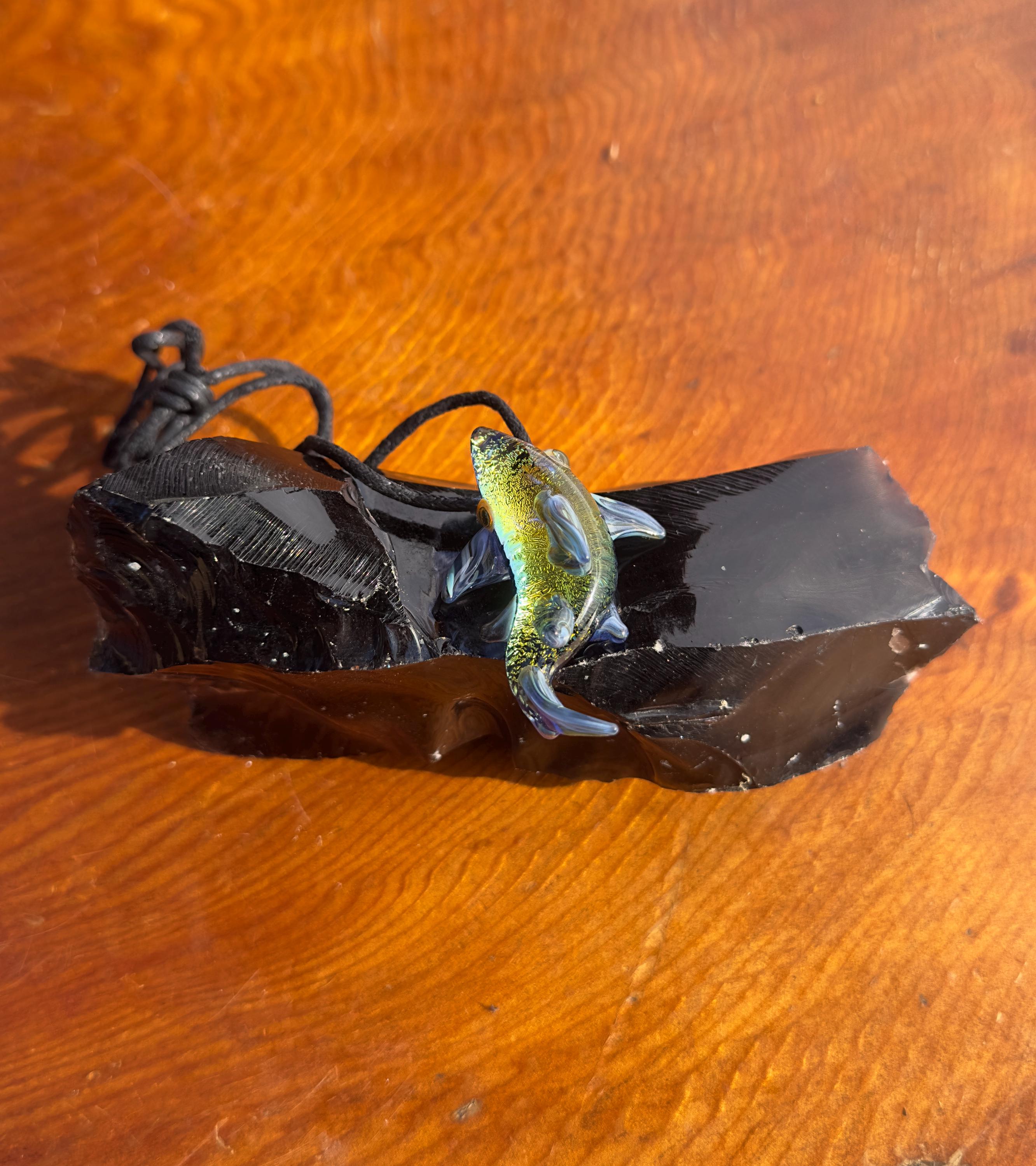 Blown Glass Shark Necklace: Handmade Borosilicate Sea Creature Pendant