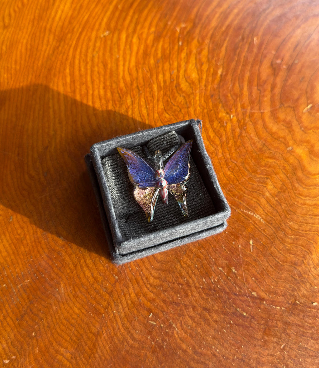 Glass Butterfly Necklace - Hand-Blown Butterfly Jewelry - Unique Birthday Gift - Anniversary Gift for Her - Artisan Torchwork Pendant