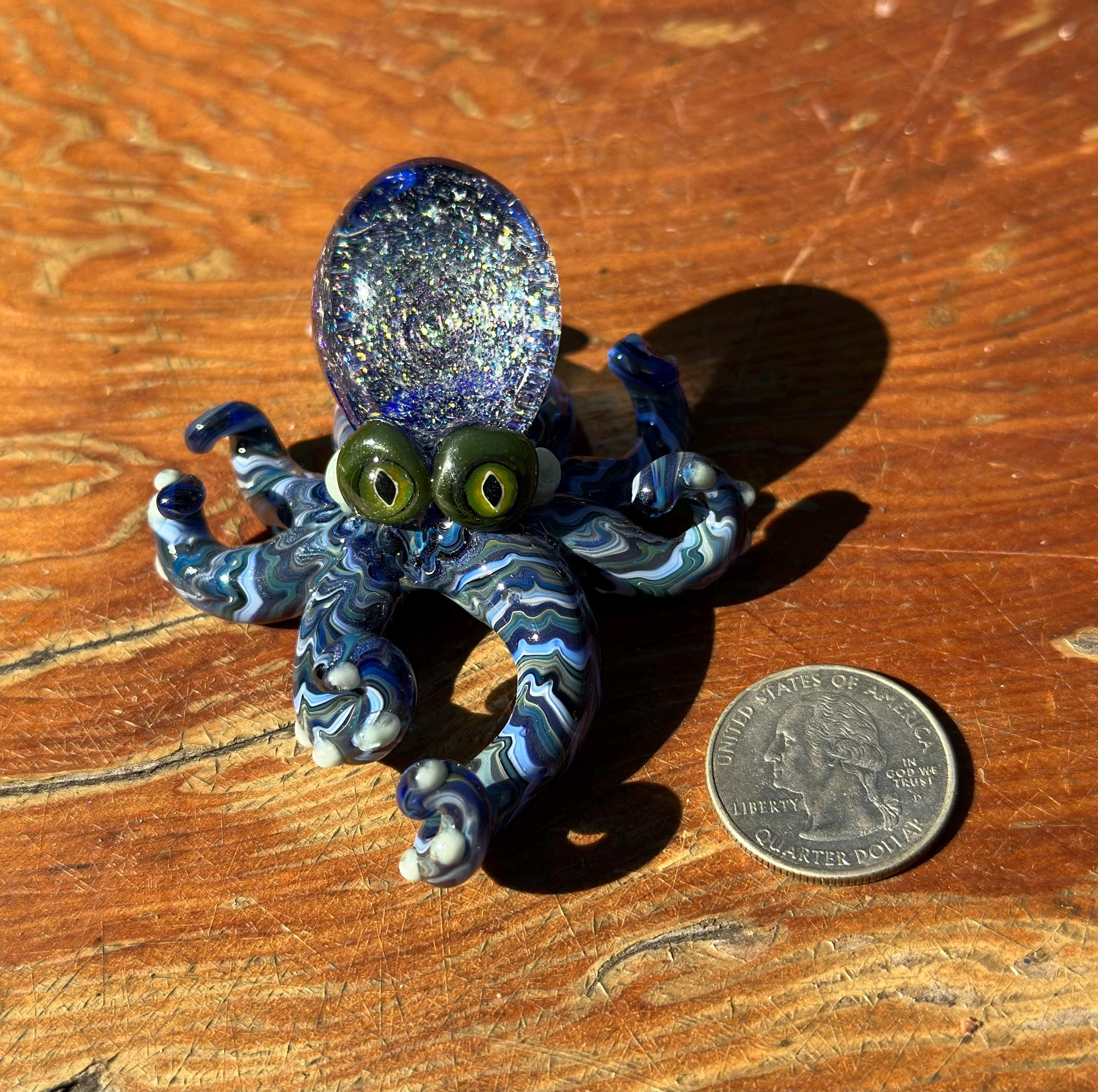 Handmade Dichroic Glass Octopus Sculpture – Galaxy Art Figurine