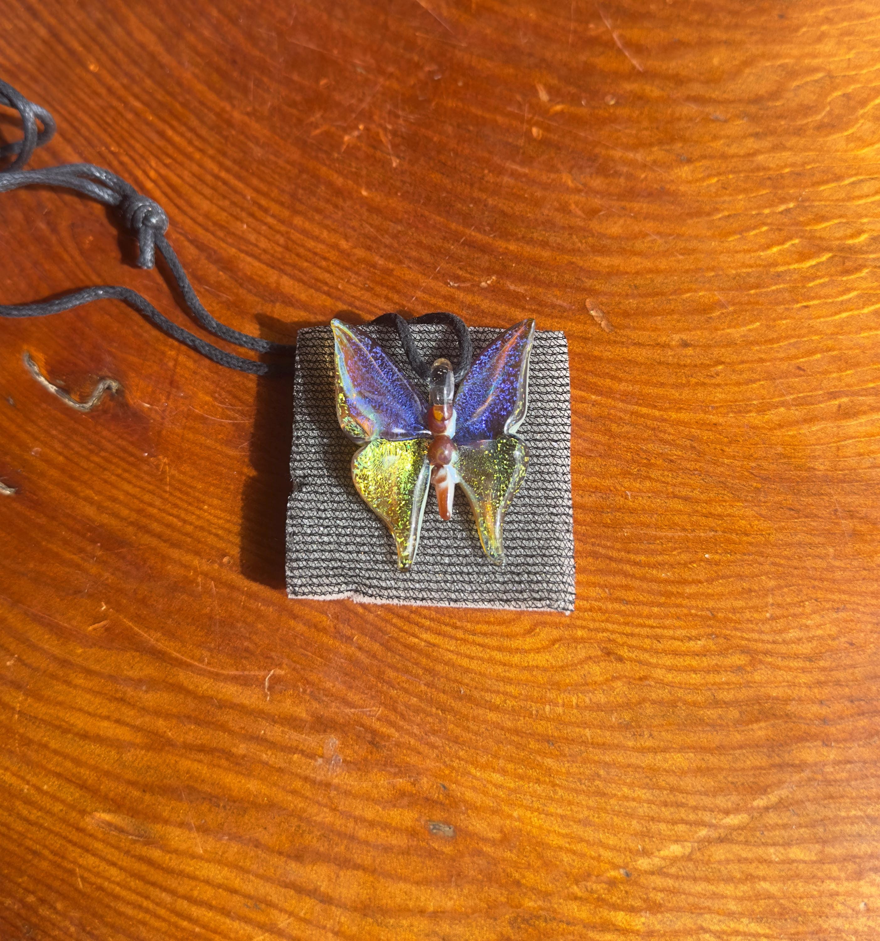 Glass Butterfly Necklace - Hand-Blown Butterfly Jewelry - Unique Birthday Gift - Anniversary Gift for Her - Artisan Torchwork Pendant