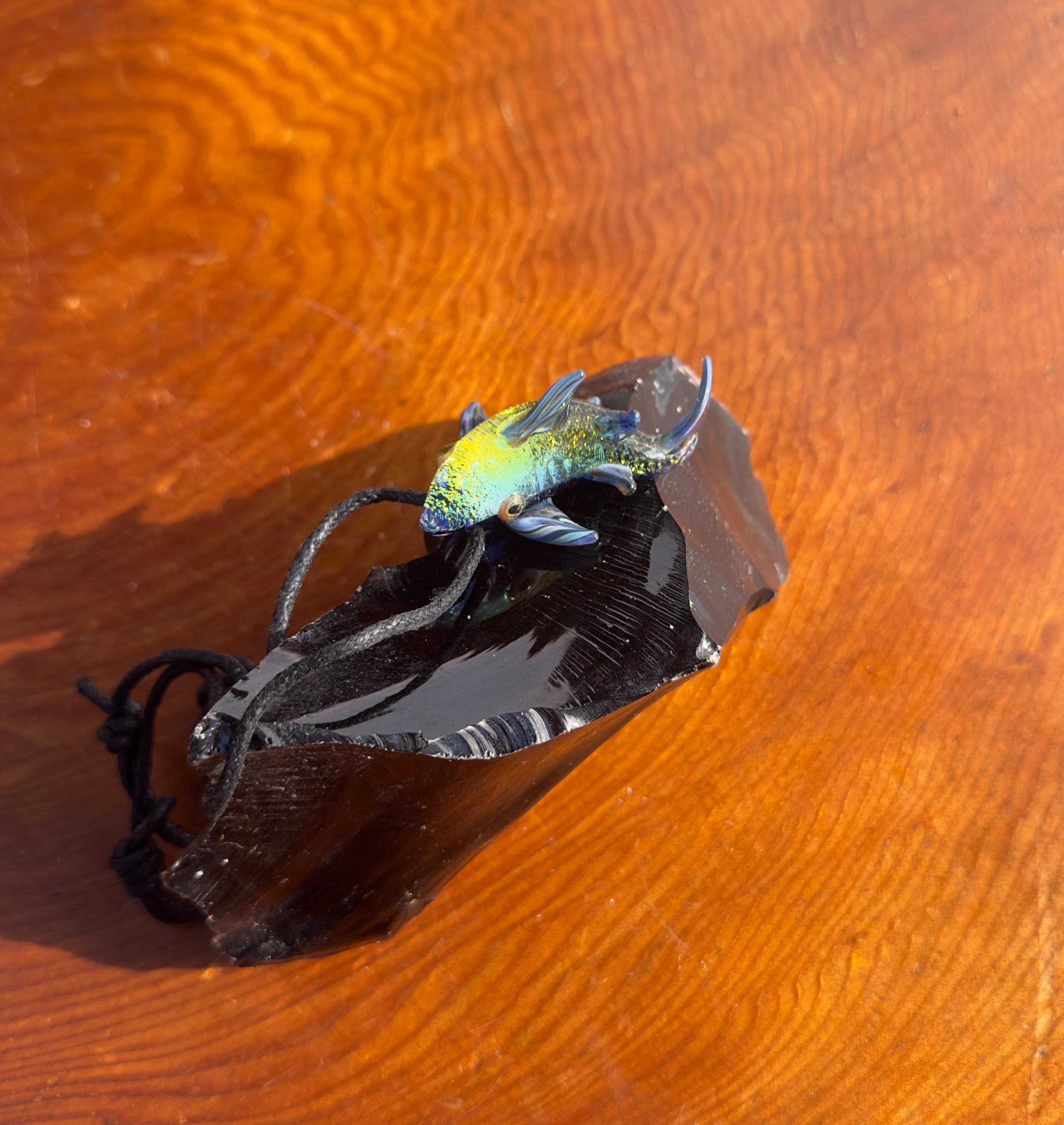 Blown Glass Shark Necklace: Handmade Borosilicate Sea Creature Pendant