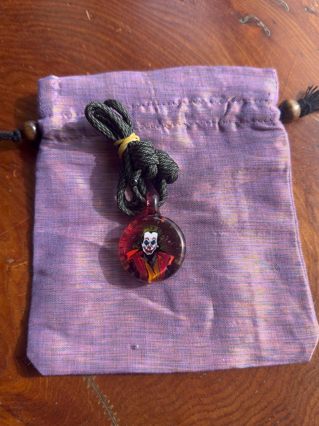 Handmade Glass Joker Pendant Necklace - Torchwork - Unique Character Jewelry