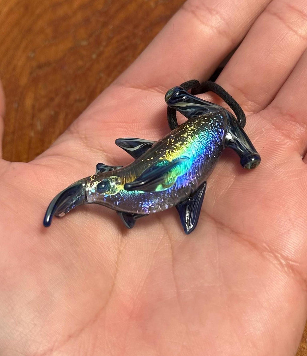 Hammerhead Shark Necklace - Blown Glass - Sea Glass Jewelry Statement Necklace - Ocean Necklace - Handmade Glass Sea Creature Necklace