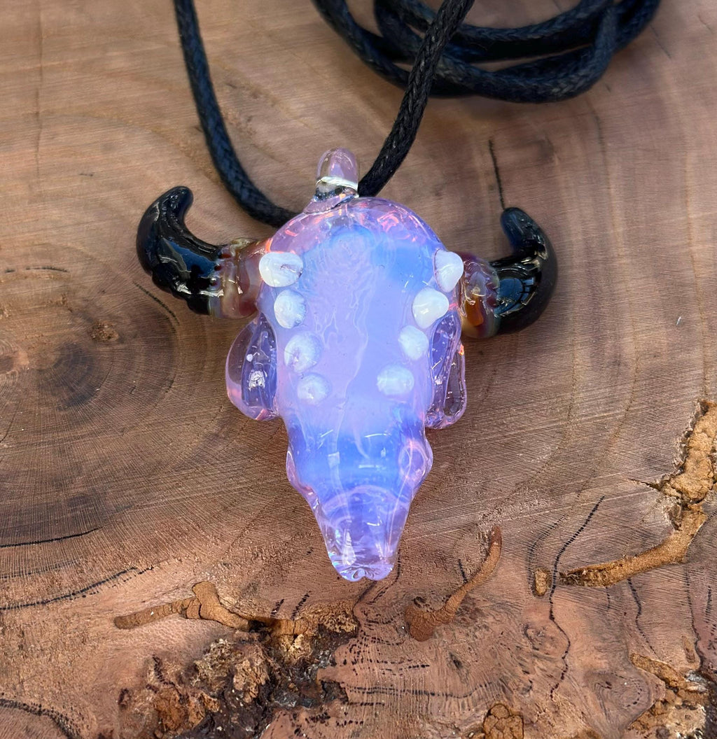 Bull Skull - Glass Pendant Necklace Handmade - Bull Skull Pendant - Glass Jewelry - Glass Bull Skull - Western Jewelry - Boho Glass Jewelry