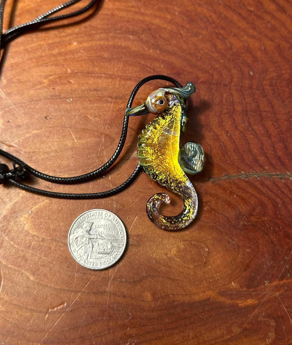Seahorse Necklace - Ocean-Inspired Blown Glass Jewelry - Handmade Sea Creature Pendant - Dichroic Statement Necklace - Beach Lover Gift