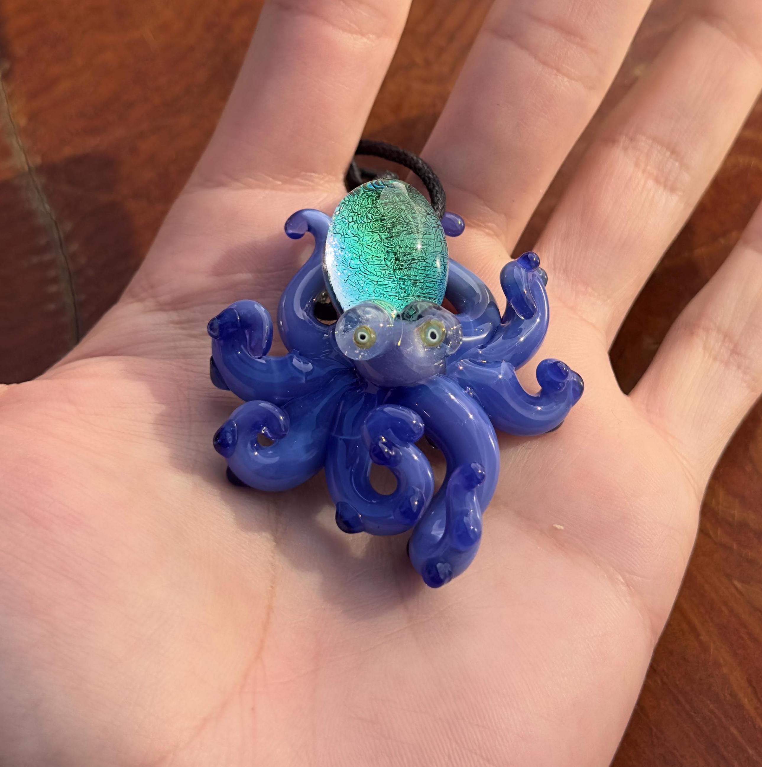 Octopus Necklace - Handmade Blown Glass Octopus Pendant - Unique Sea Creature Jewelry - Ocean-Inspired Necklace - Artisan Glass Art