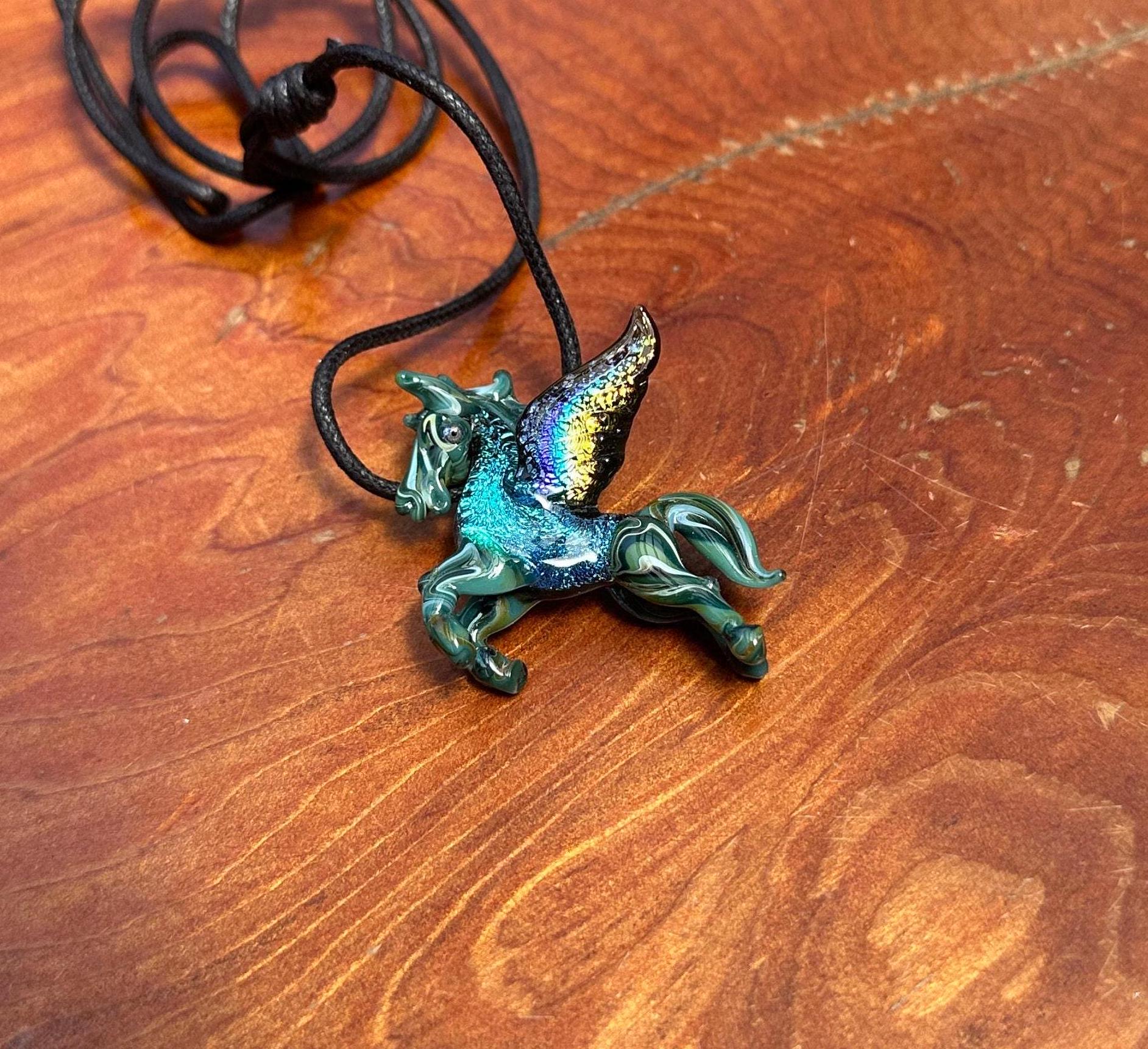 Glass Unicorn Necklace - Unicorn Pendant - Birthday Gift For Her - Anniversary Gift - Handblown Unicorn Glass Jewelry - Torchwork