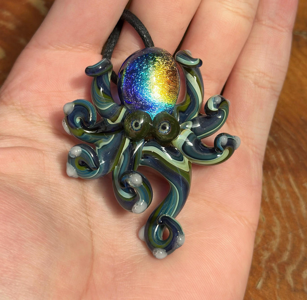 Dichroic Glass Sea Turtle Necklace: Handmade Borosilicate Pendant