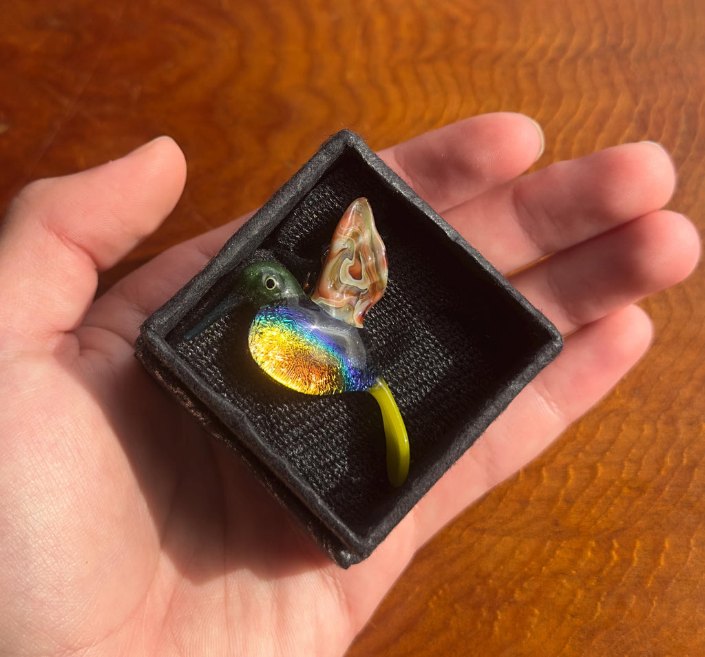 Hand-Blown Glass Hummingbird Necklace: Artisan Flamecraft Pendant