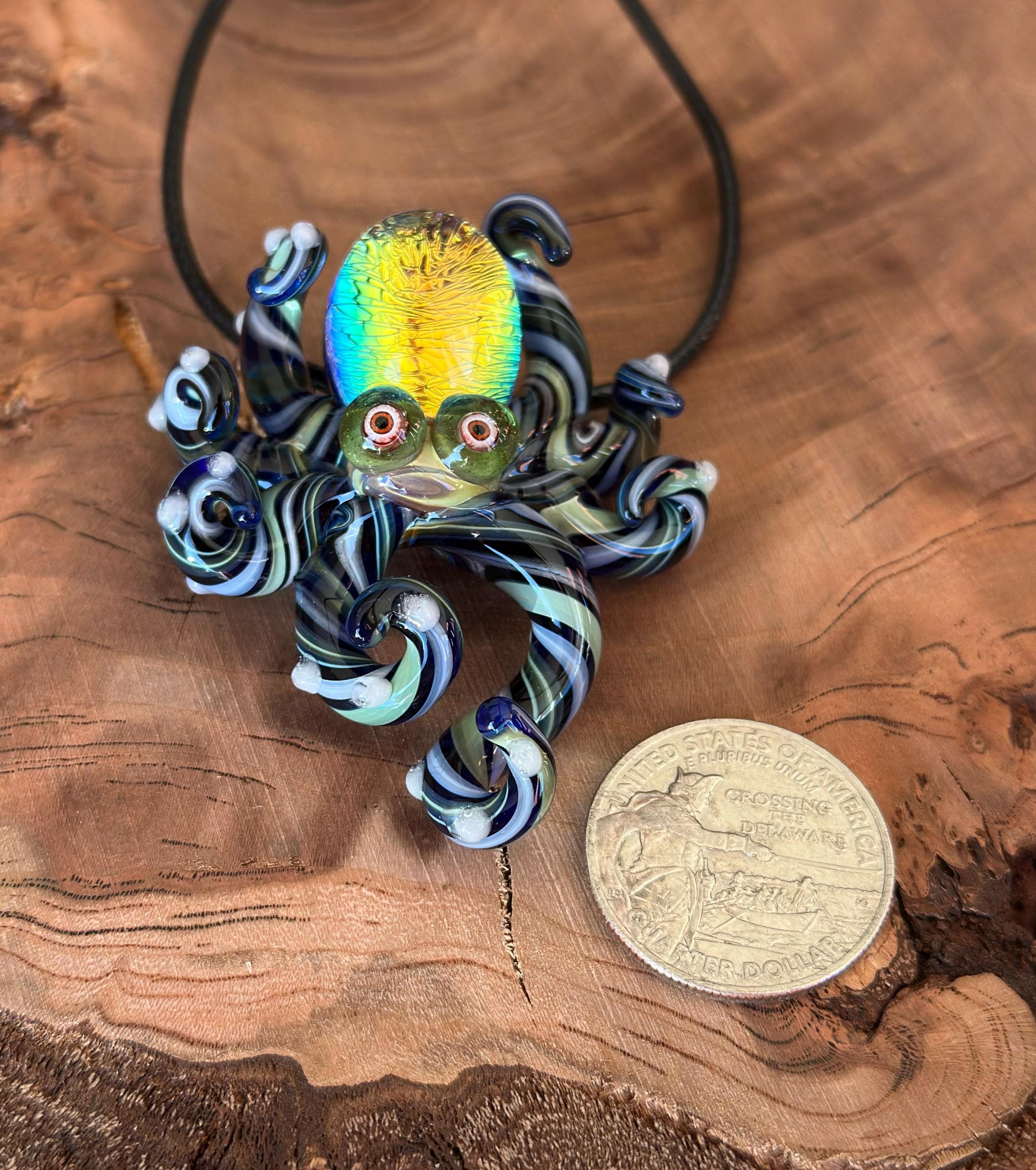 Octopus Necklace - Handmade Blown Glass Octopus Pendant - Unique Sea Creature Jewelry - Ocean-Inspired Necklace - Artisan Glass Art