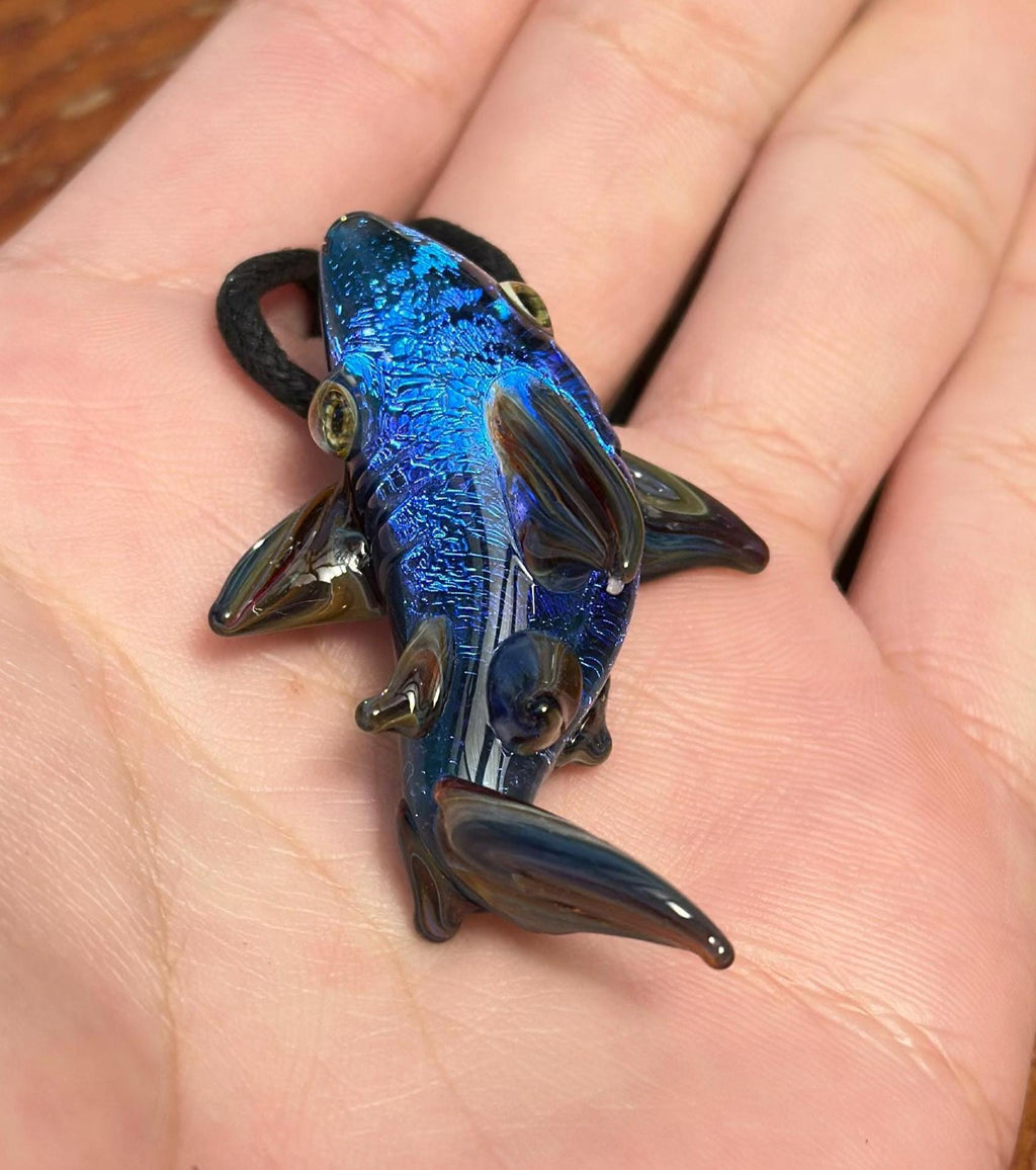 Hammerhead Shark Necklace - Blown Glass - Sea Glass Jewelry Statement Necklace - Ocean Necklace - Handmade Glass Sea Creature Necklace