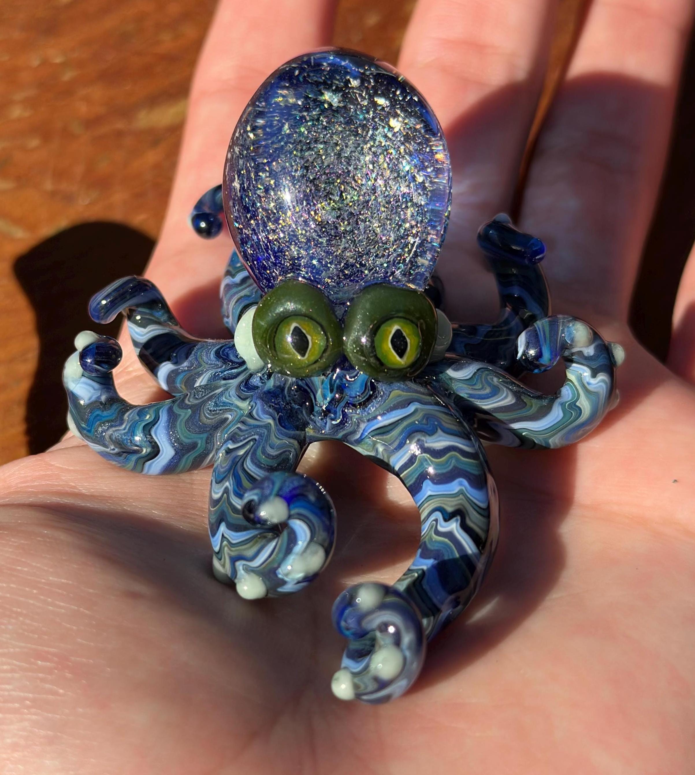 Handmade Galaxy Glass Octopus Sculpture – Ocean Desk Decor
