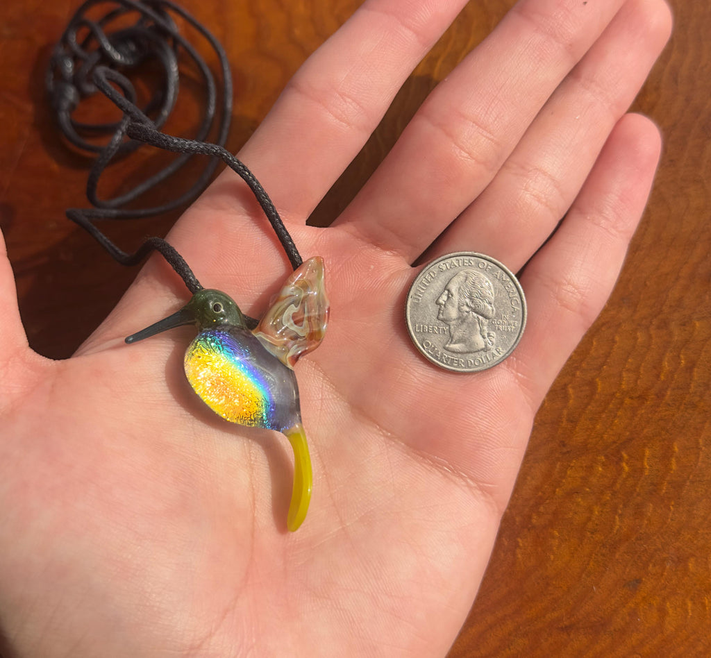 Hand-Blown Glass Hummingbird Necklace: Artisan Flamecraft Pendant