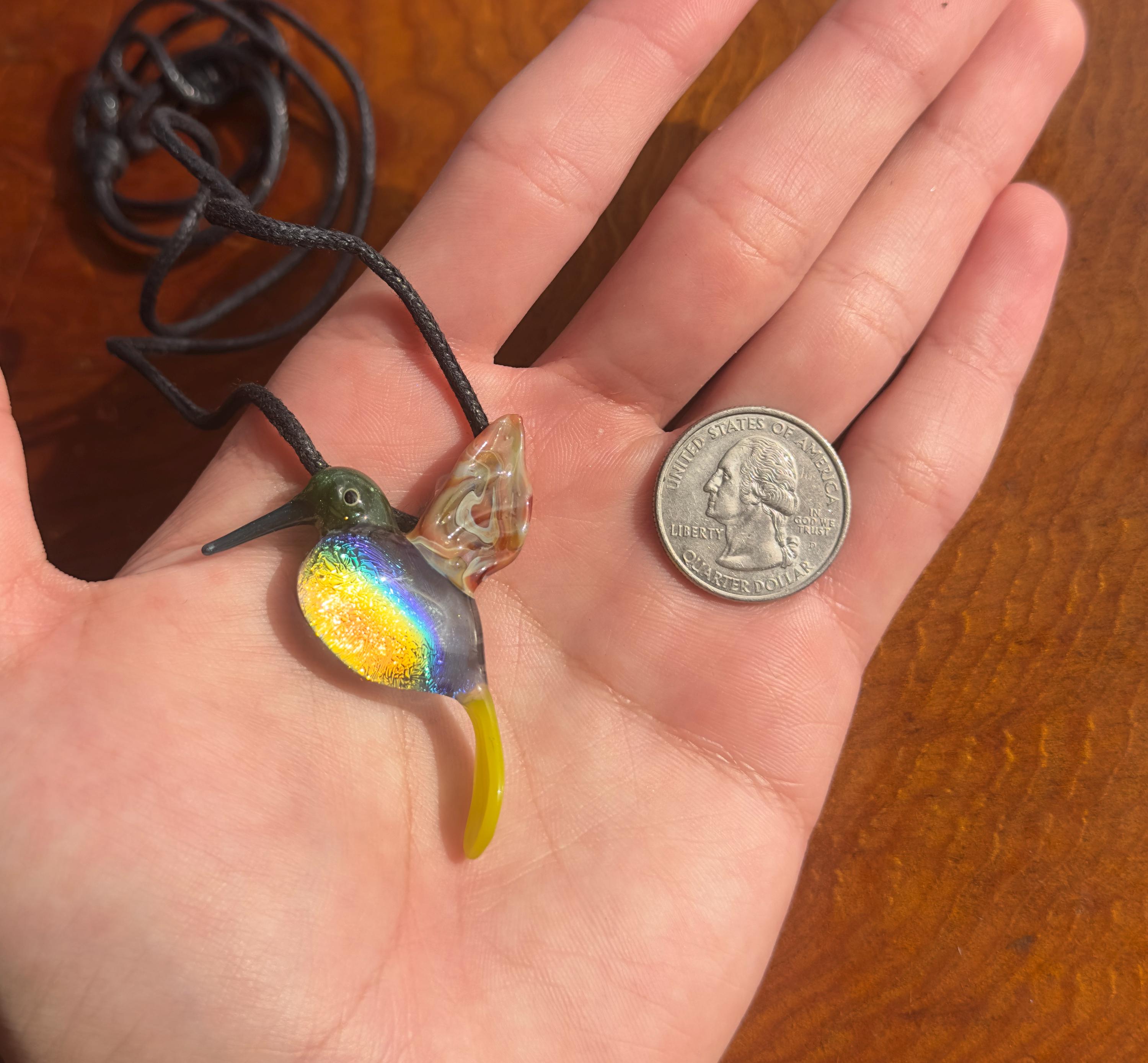 Hand-Blown Glass Hummingbird Necklace: Artisan Flamecraft Pendant
