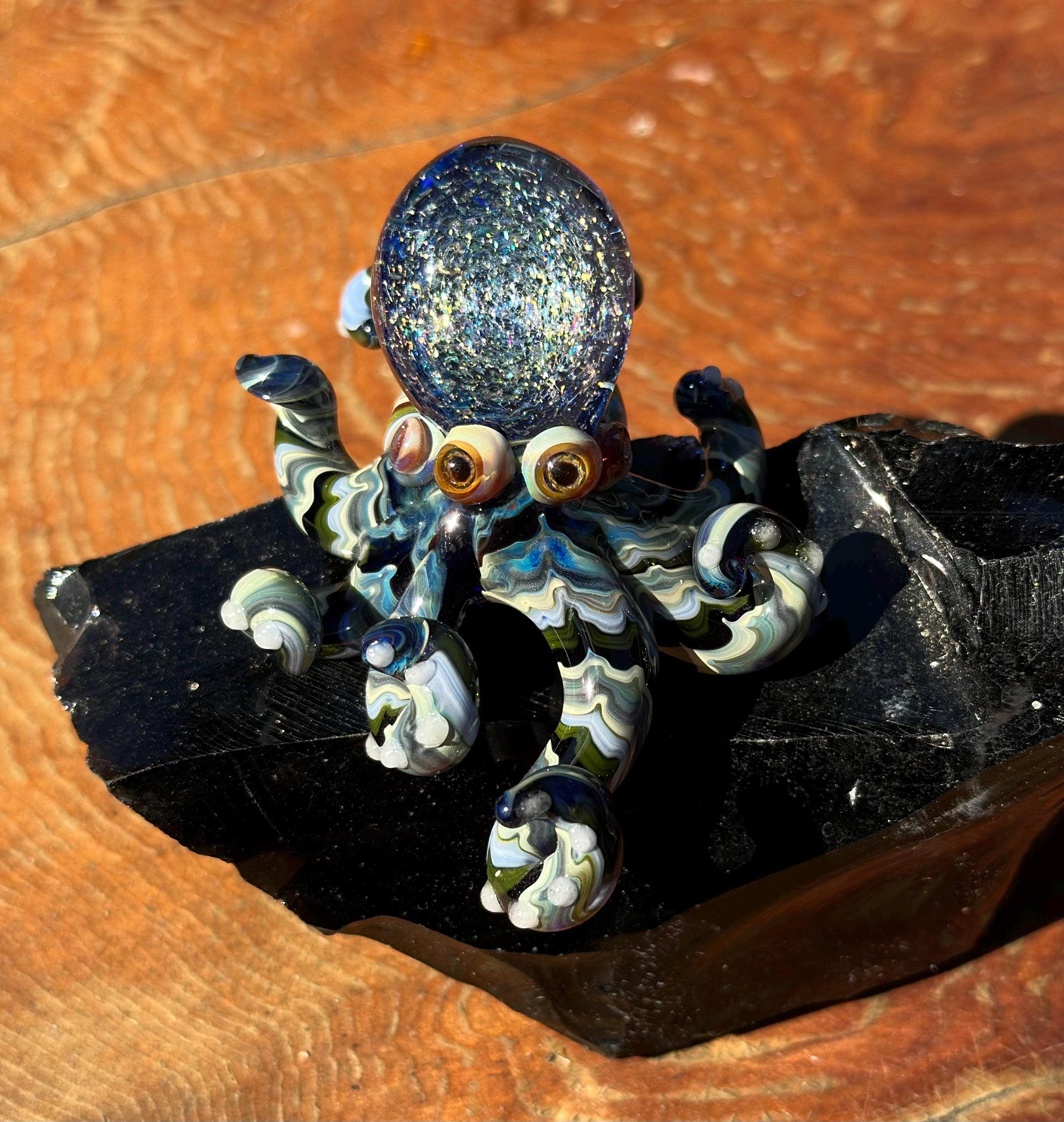 Handmade Dichroic Glass Octopus Sculpture – Galaxy Ocean Art