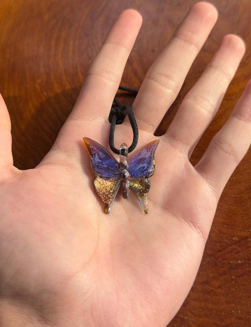 Glass Butterfly Necklace - Hand-Blown Butterfly Jewelry - Unique Birthday Gift - Anniversary Gift for Her - Artisan Torchwork Pendant
