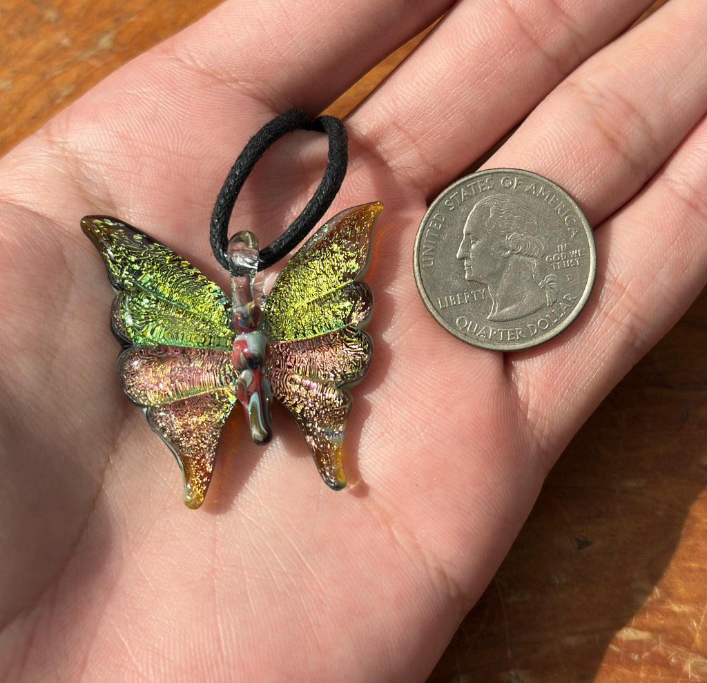 Hand-Blown Glass Butterfly Necklace: Artisan Torchwork Pendant