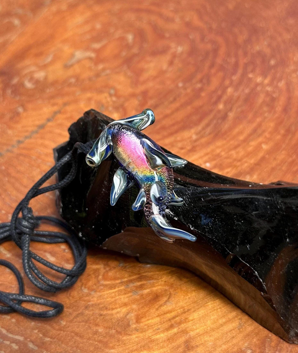 Hammerhead Shark Necklace - Blown Glass - Sea Glass Jewelry Statement Necklace - Ocean Necklace - Handmade Glass Sea Creature Necklace