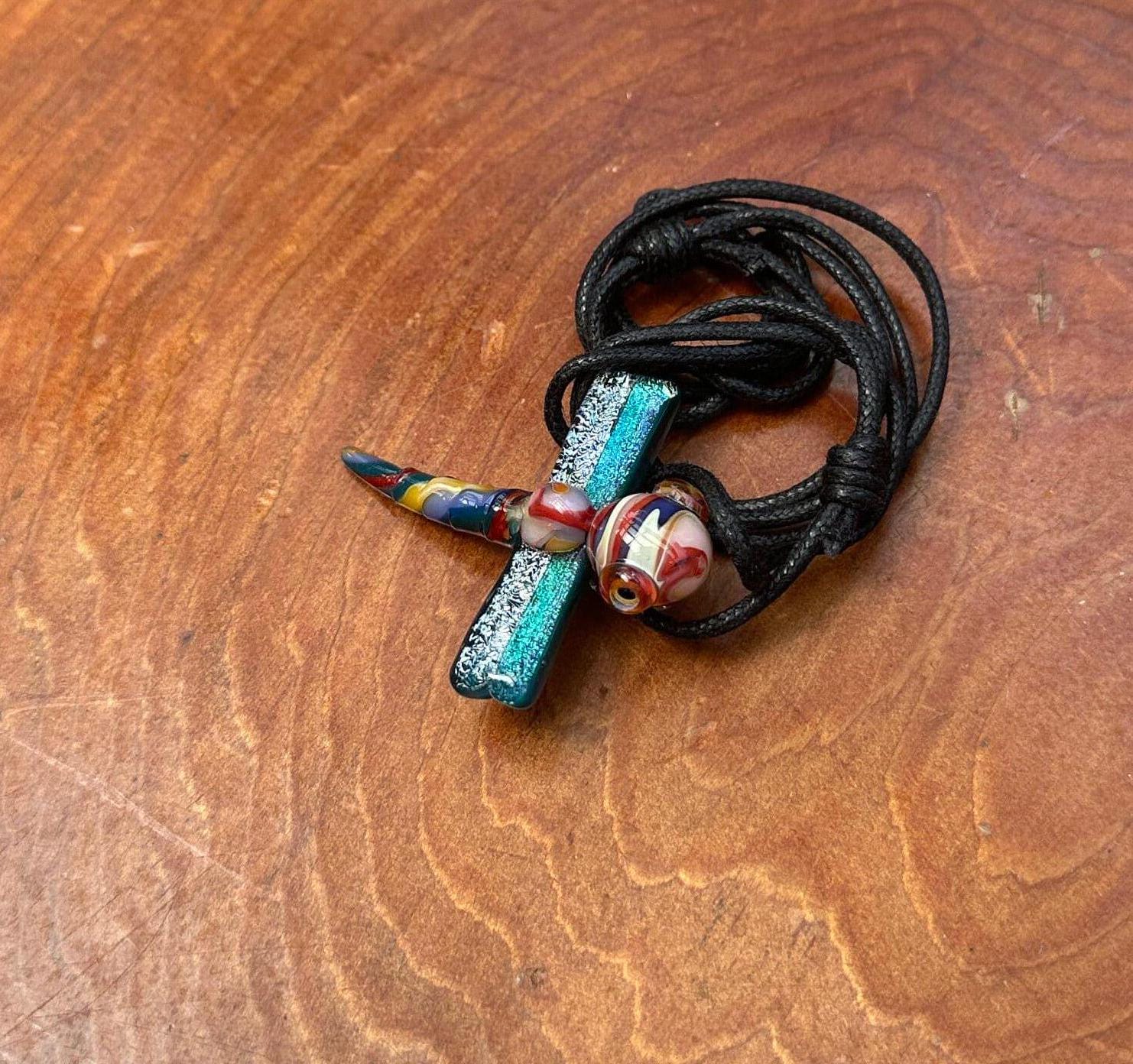 Dragonfly - Glass Pendant Necklace Handmade