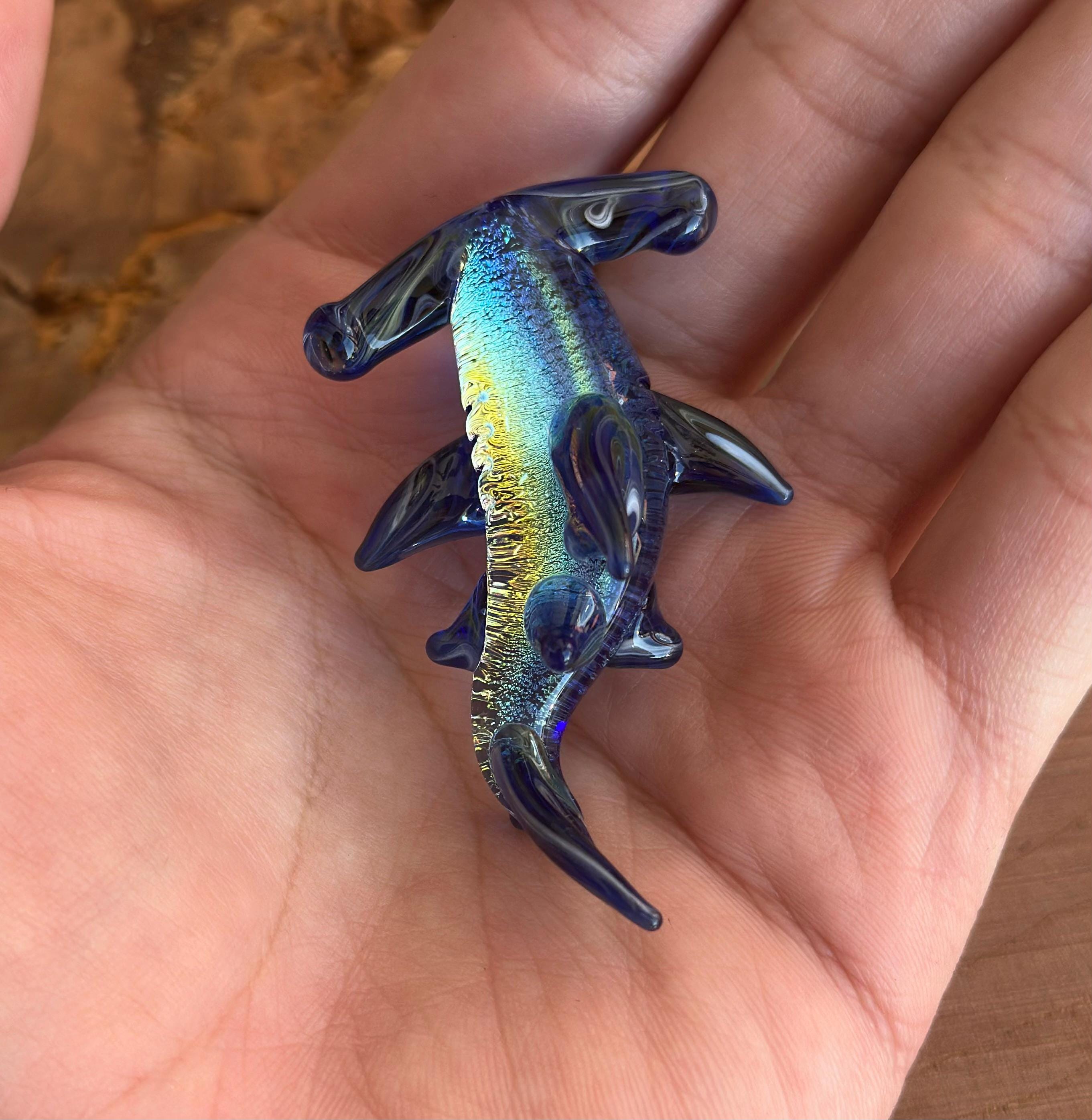 Hammerhead Shark Necklace - Blown Glass - Sea Glass Jewelry Statement Necklace - Ocean Necklace - Handmade Glass Sea Creature Necklace