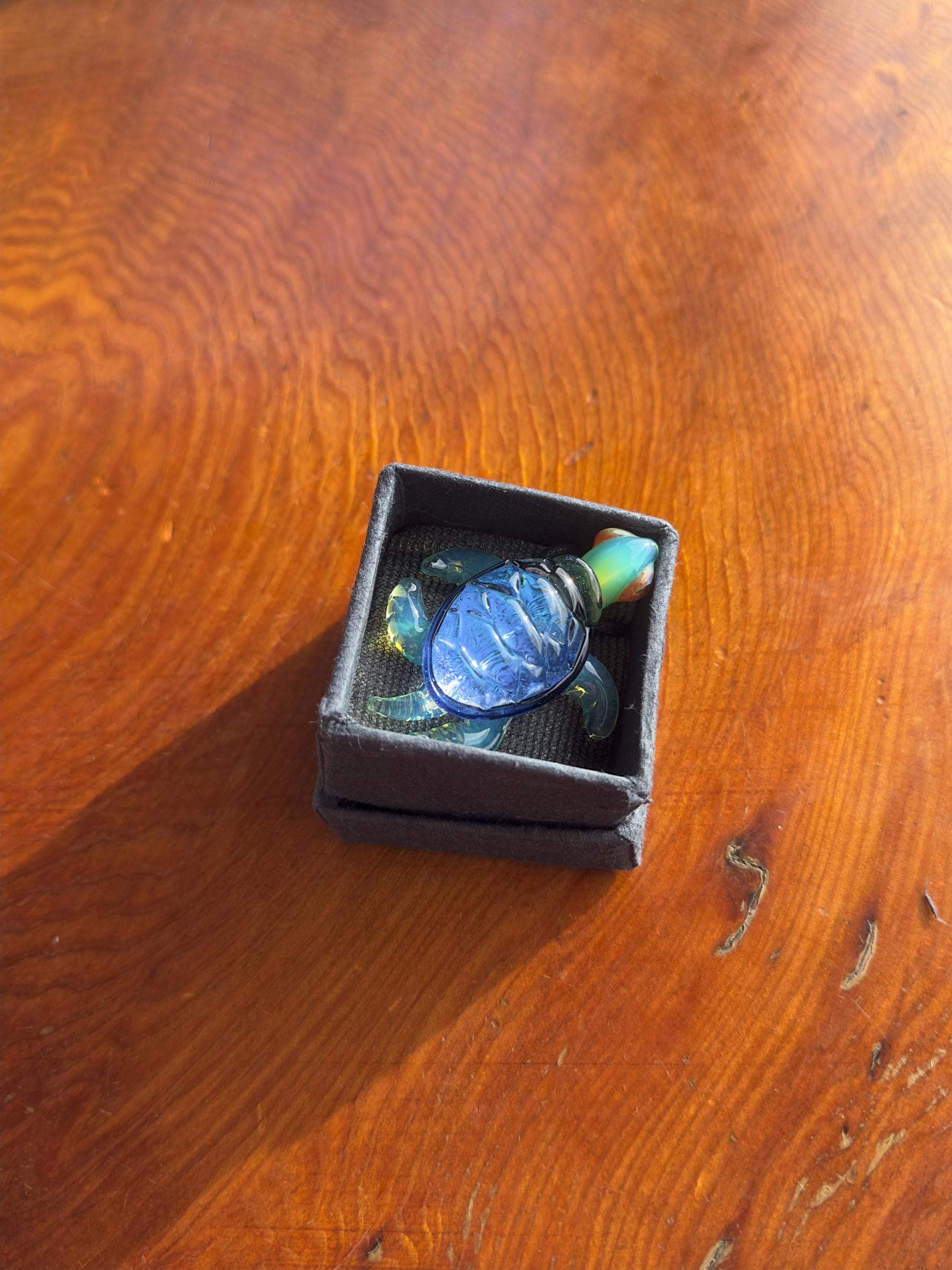 Blown Glass Sea Turtle Necklace: Dichroic Borosilicate Pendant