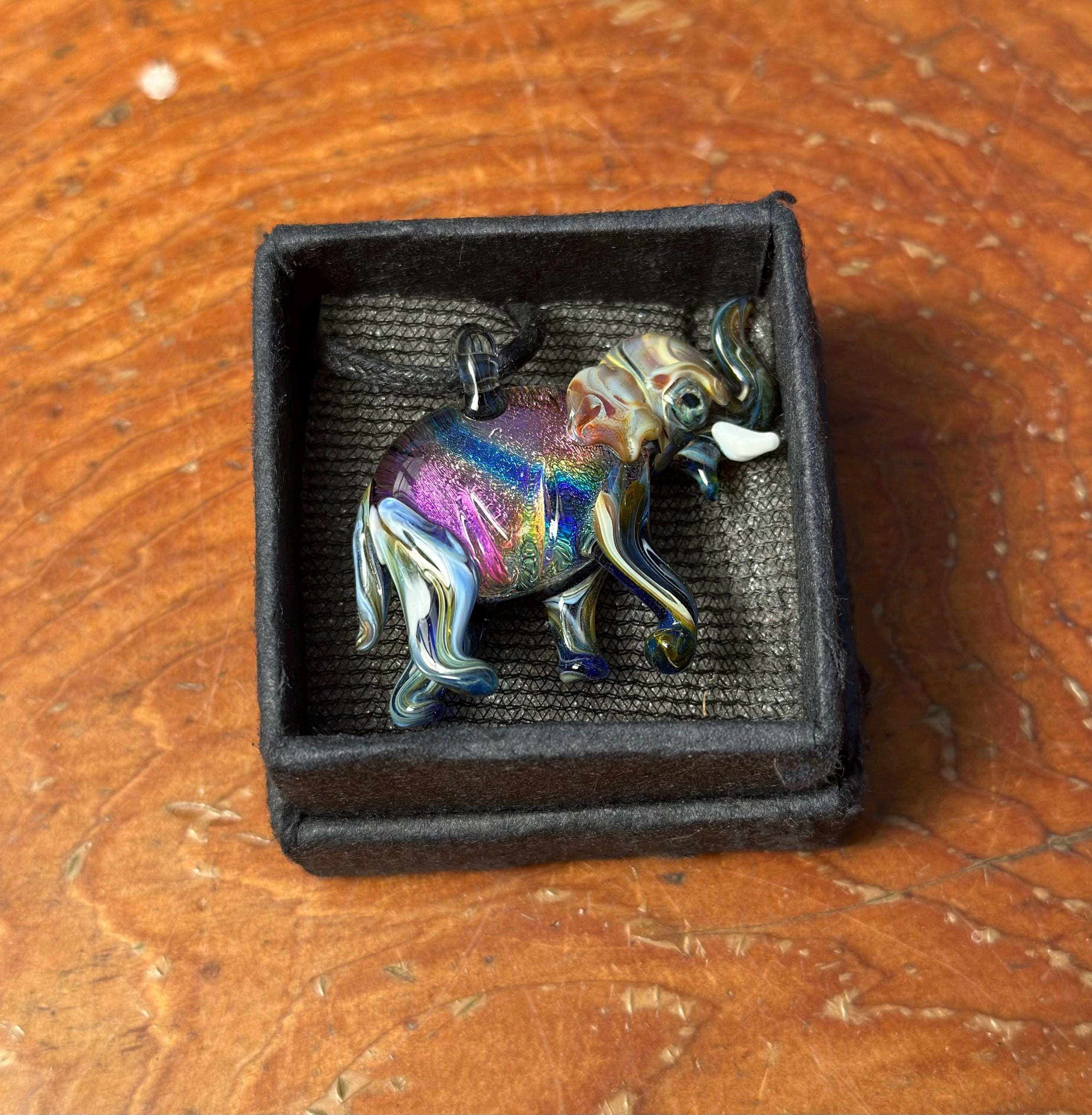 Elephant Pendant Necklace - Handmade Glass Elephant Jewelry - Unique Gift for Her - Animal Lover Necklace - Artisan Glass Pendant