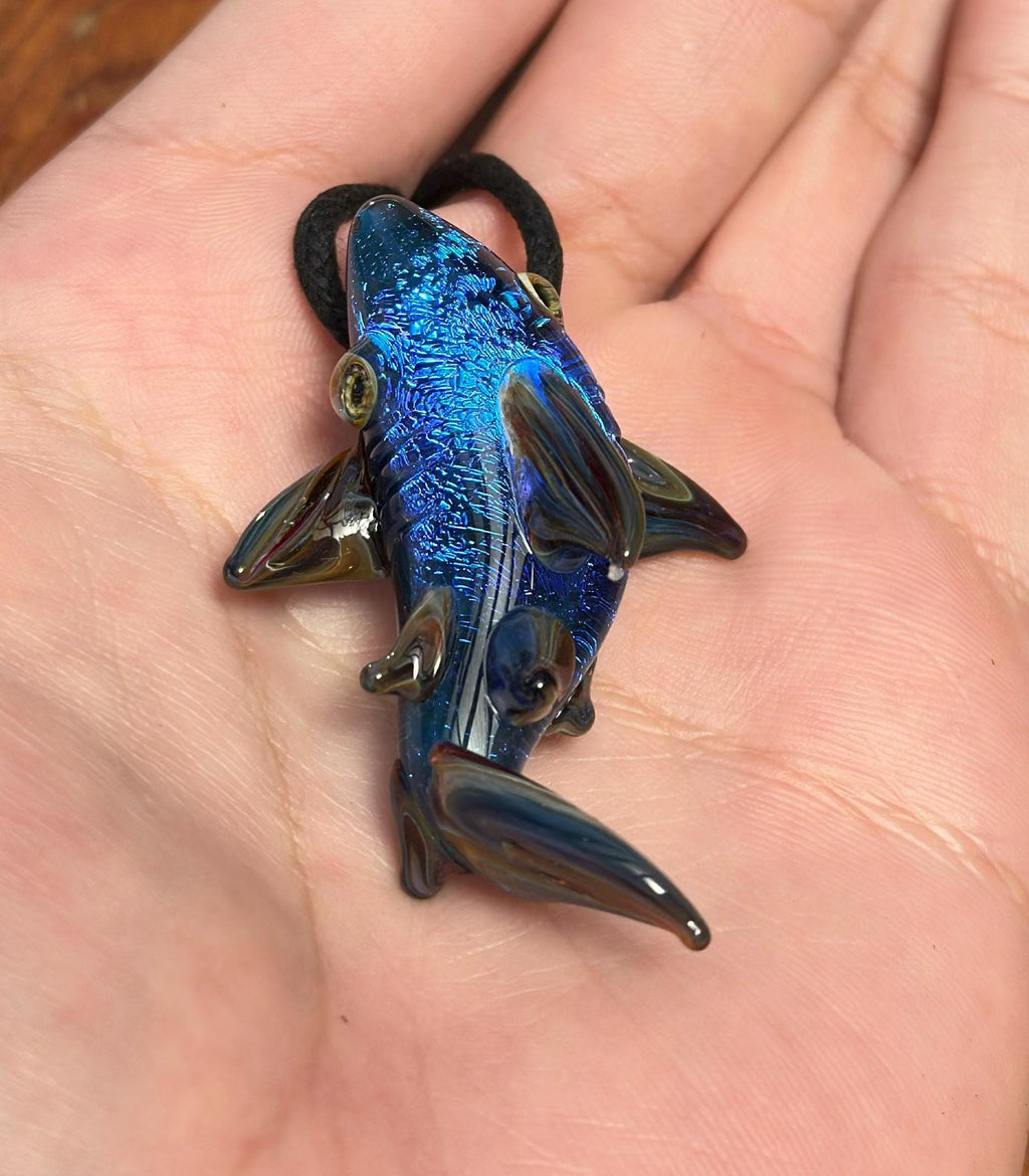 Hammerhead Shark Necklace - Blown Glass - Sea Glass Jewelry Statement Necklace - Ocean Necklace - Handmade Glass Sea Creature Necklace
